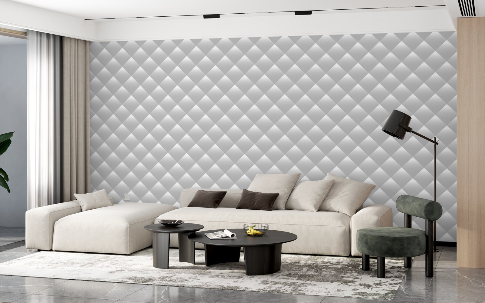 Фотошпалери срібляста текстура у формі ромбів