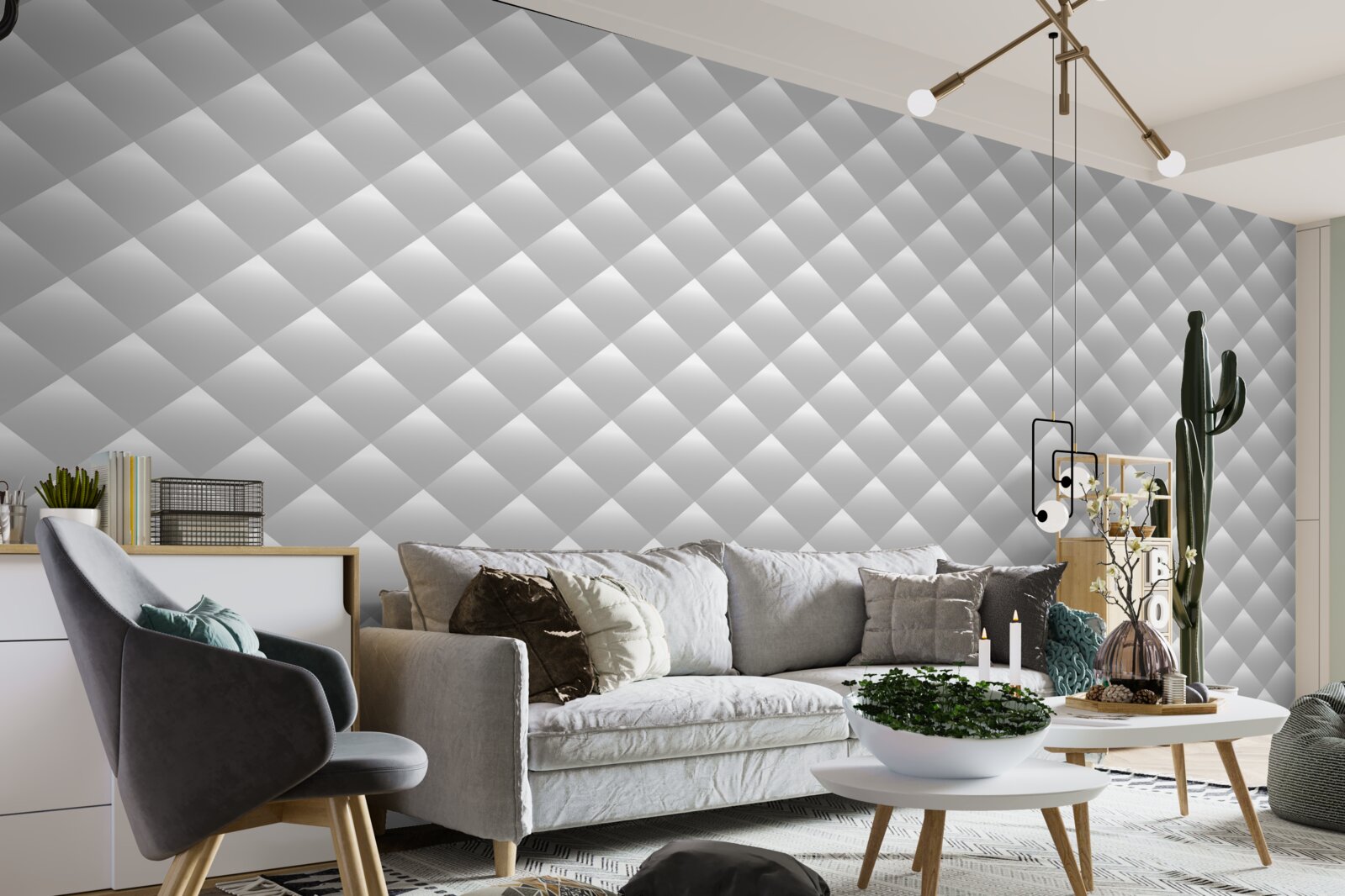 Фотошпалери срібляста текстура у формі ромбів