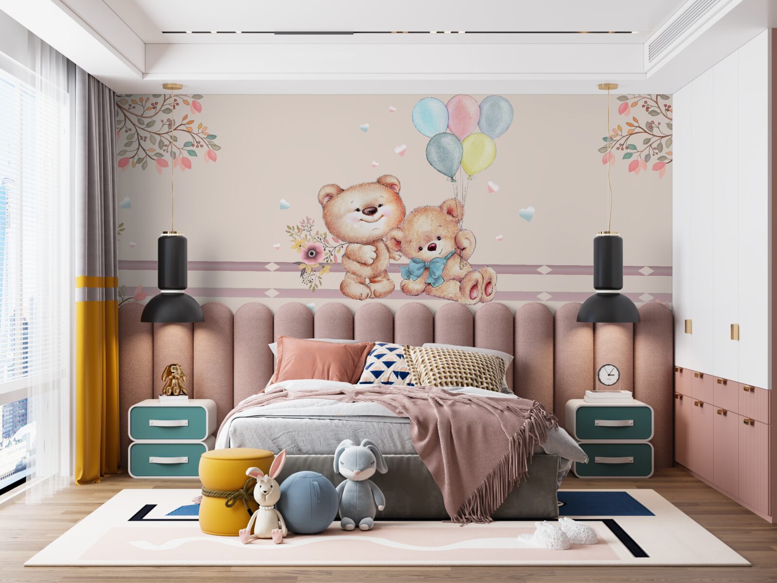 Фотошпалери ведмедики з кульками