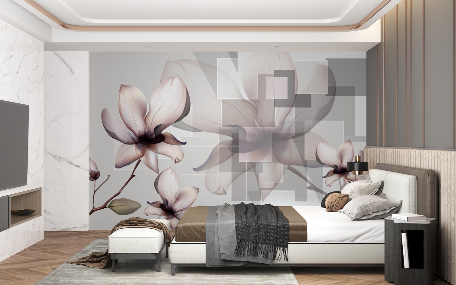 Фотошпалери великі білі магнолії