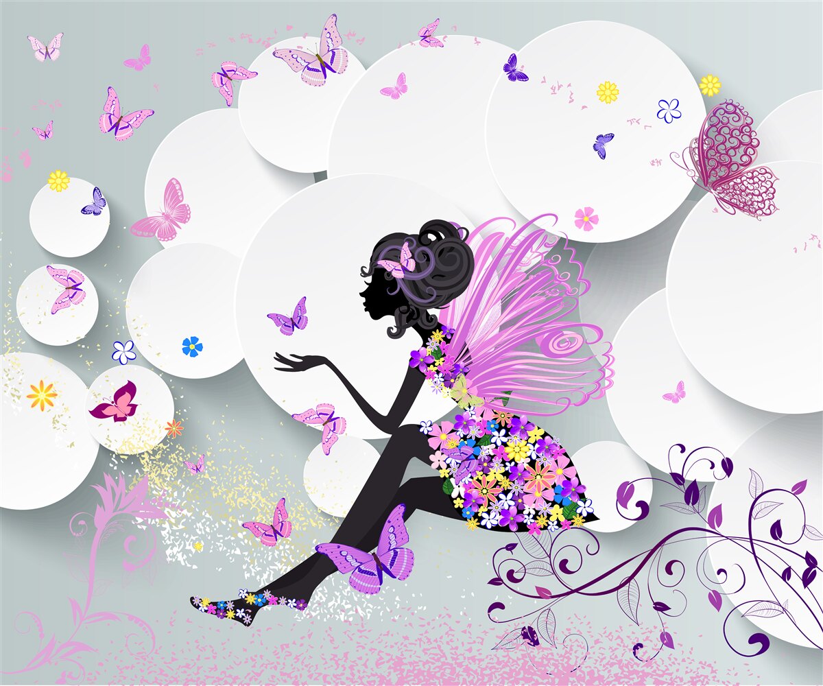 Фотошпалери дівчина, зображена у квітковій сукні