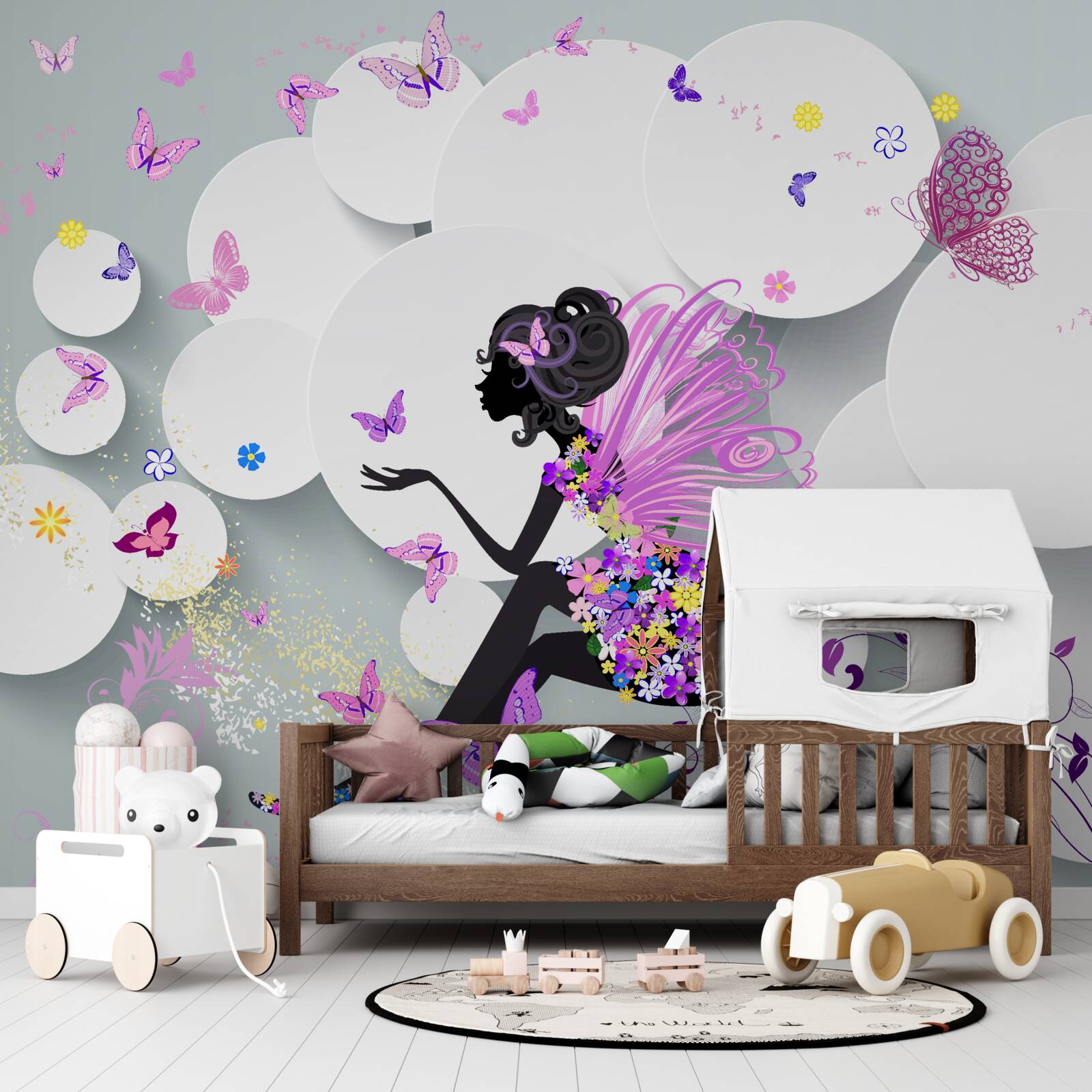 Фотошпалери дівчина, зображена у квітковій сукні