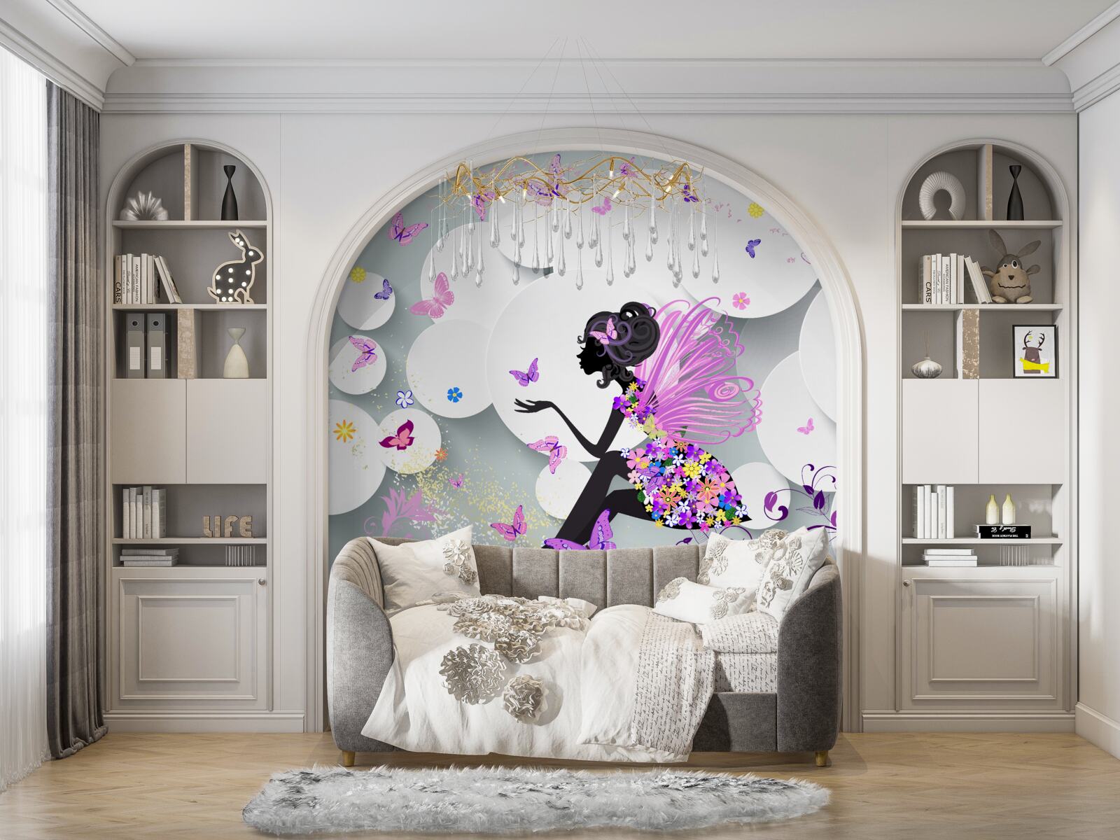 Фотошпалери дівчина, зображена у квітковій сукні