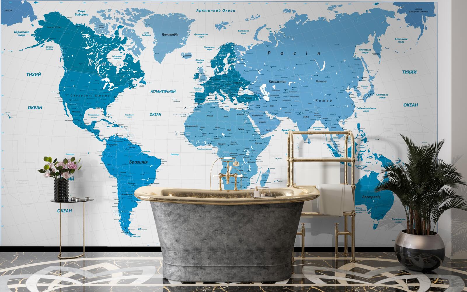 Фотошпалери синя карта світу