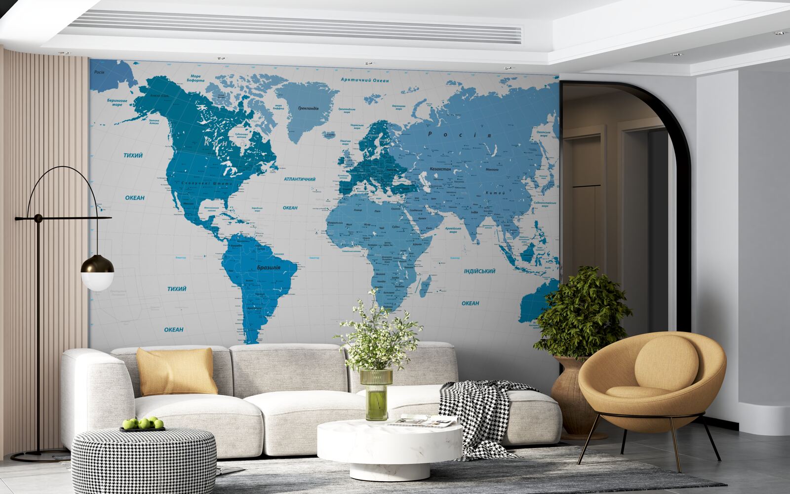 Фотошпалери синя карта світу