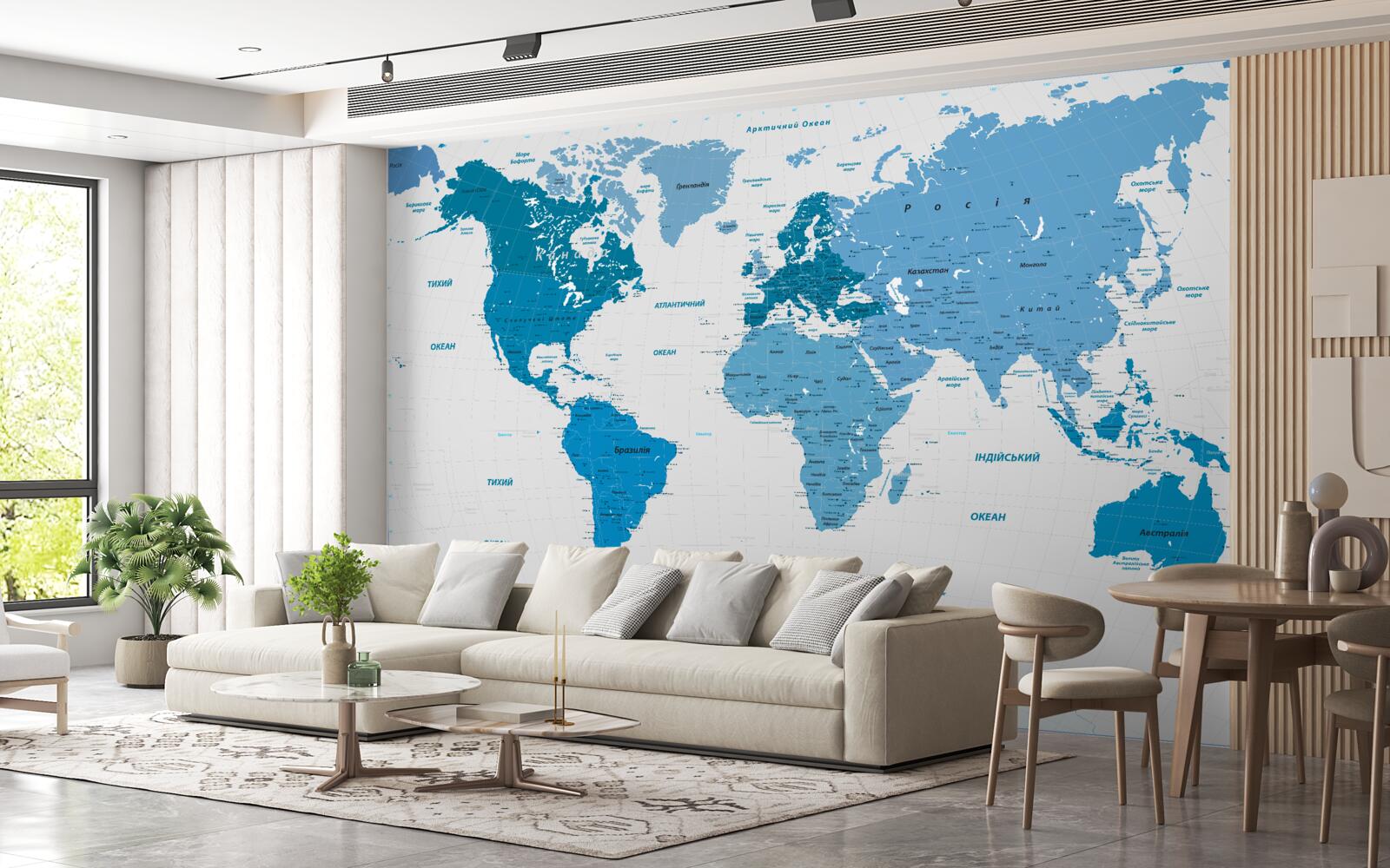 Фотошпалери синя карта світу