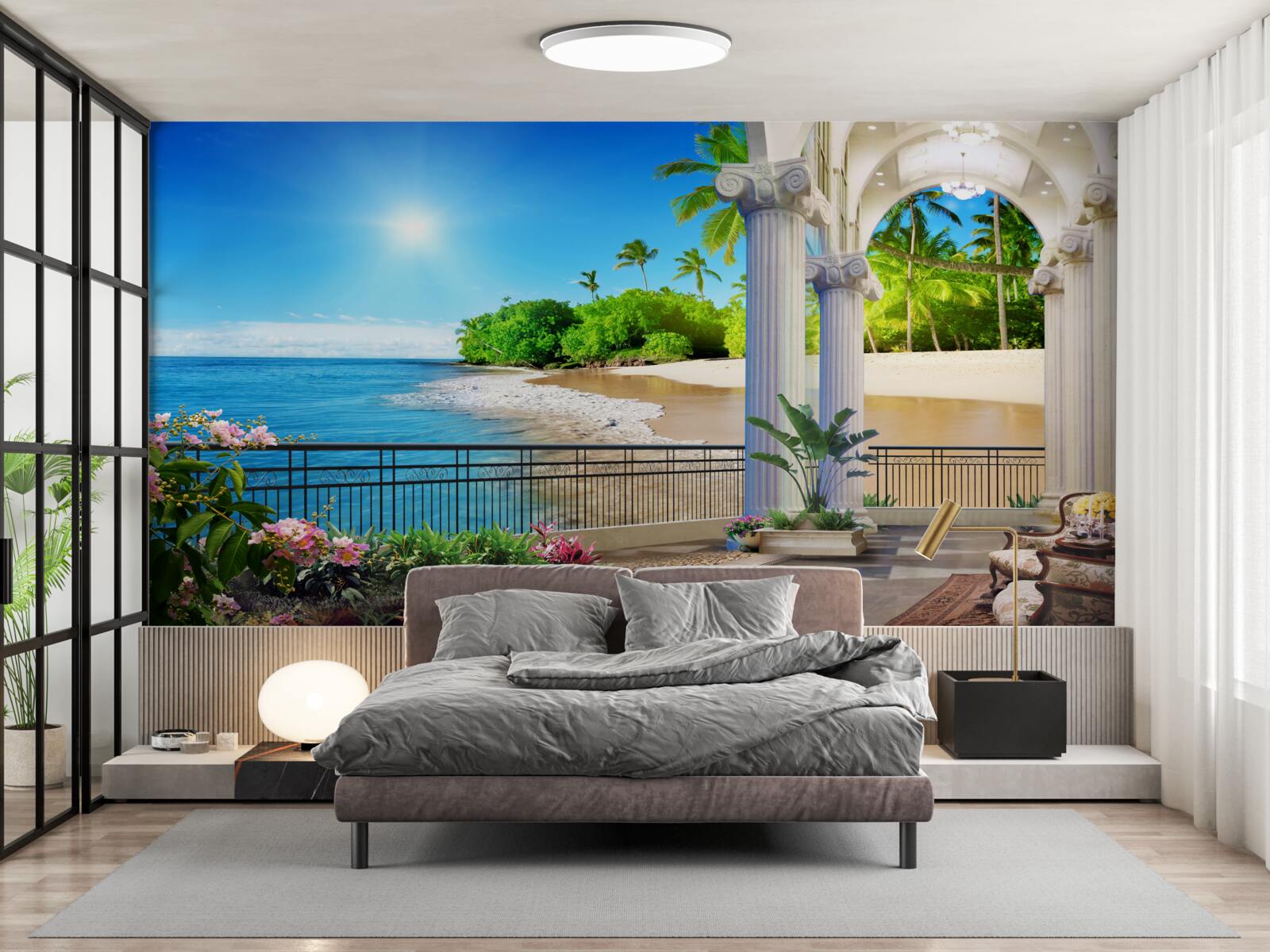 Фотошпалери панорамний вид на океан і пляж з тераси