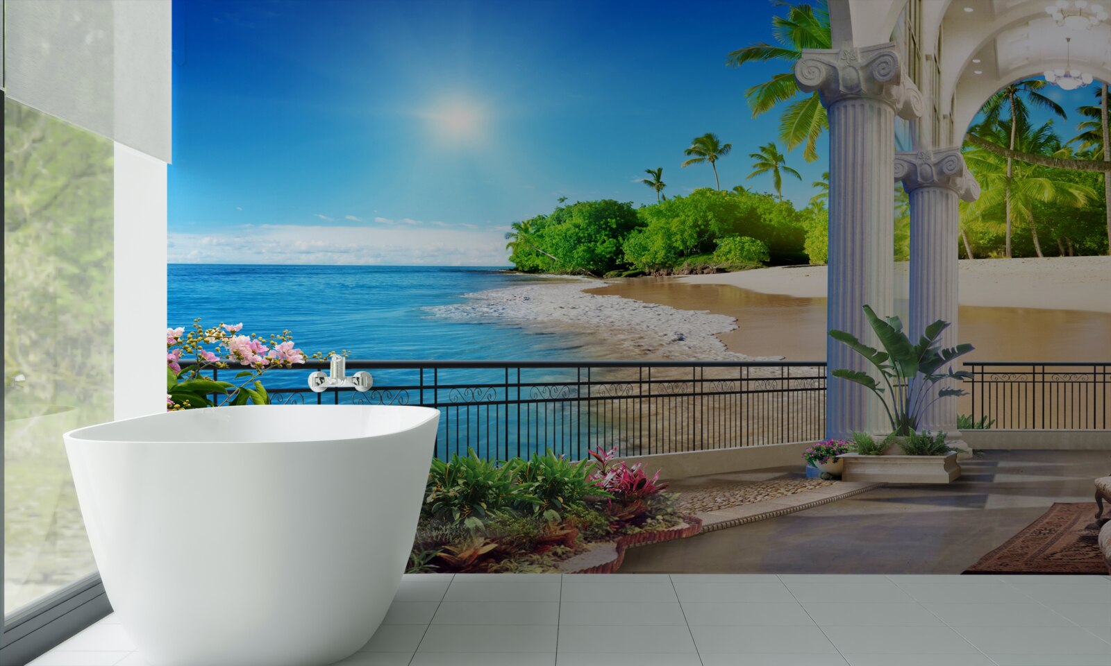 Фотошпалери панорамний вид на океан і пляж з тераси