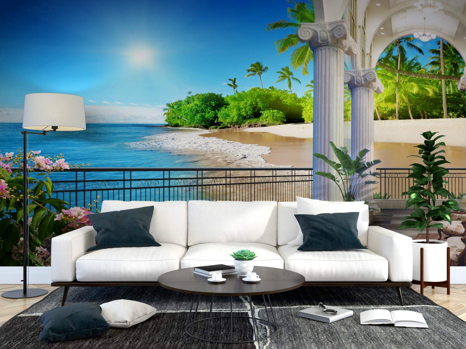 Фотошпалери панорамний вид на океан і пляж з тераси