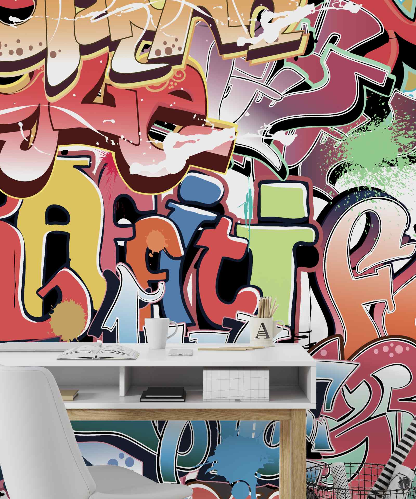 Фотошпалери графіті написи в різних кольорах