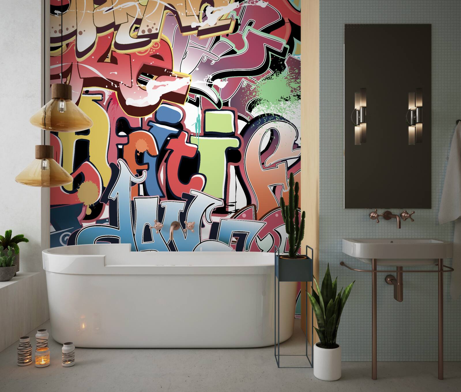 Фотошпалери графіті написи в різних кольорах