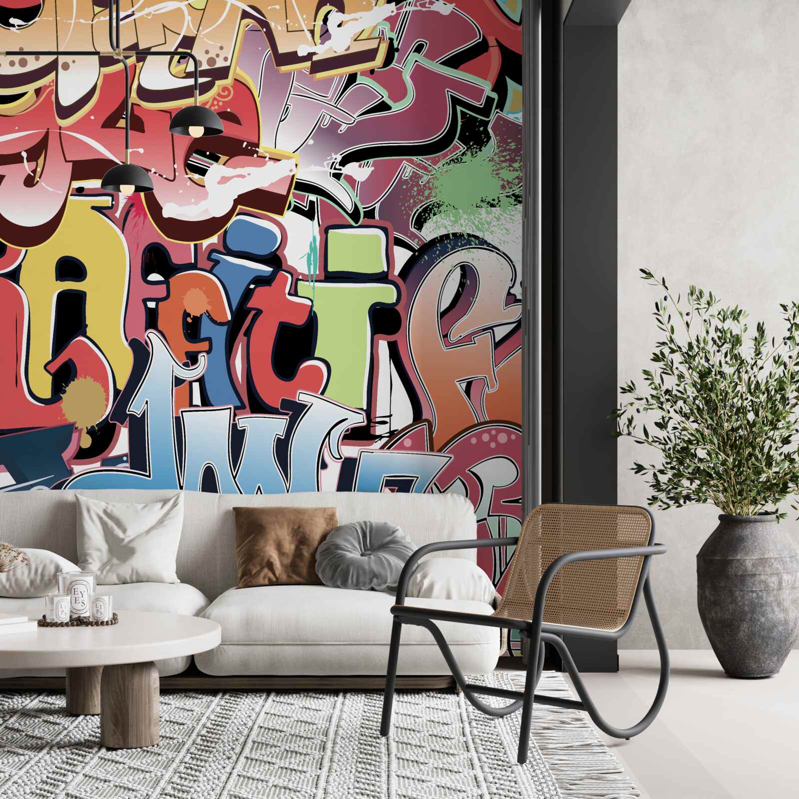 Фотошпалери графіті написи в різних кольорах