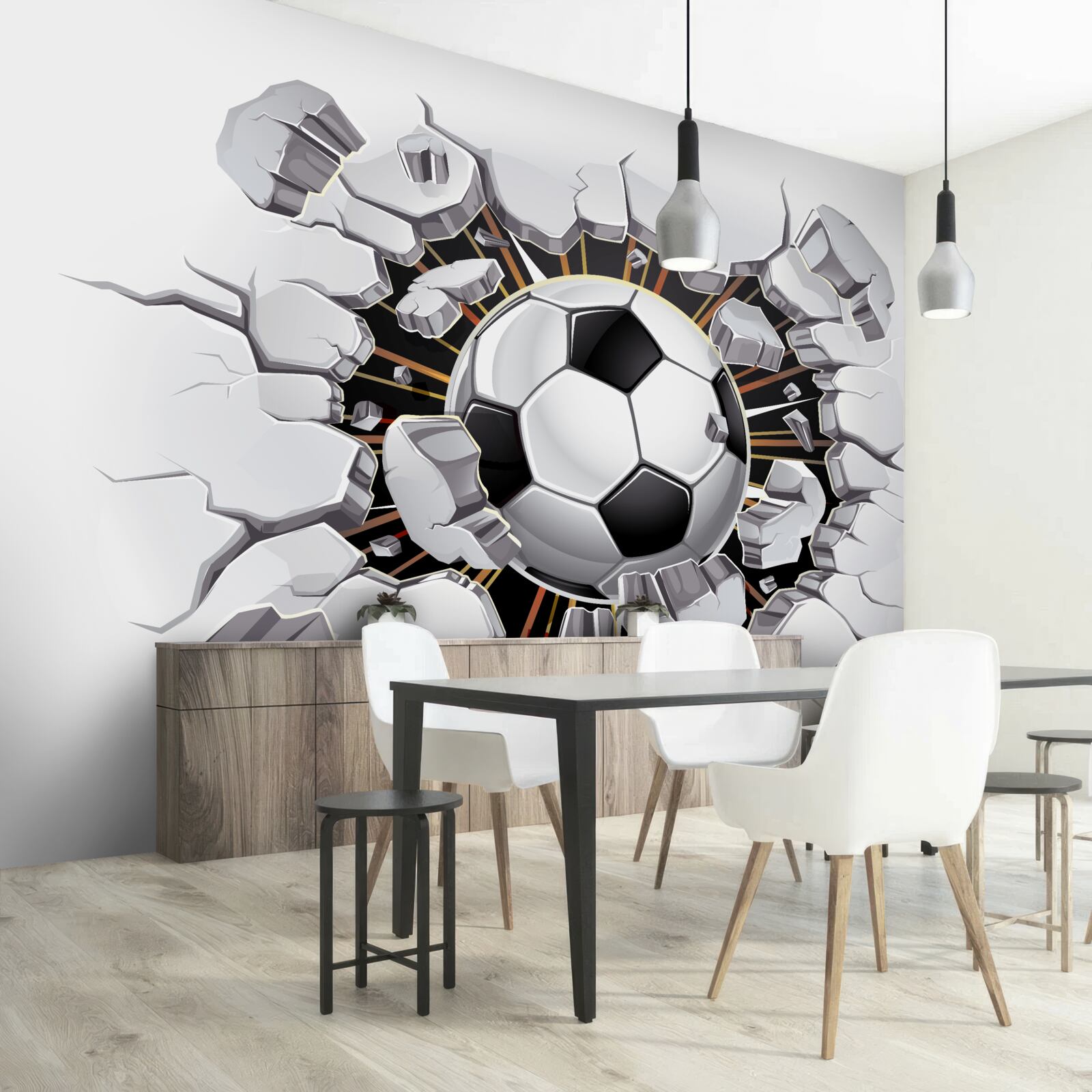 Фотошпалери футбольний м'яч, що летить у повітрі