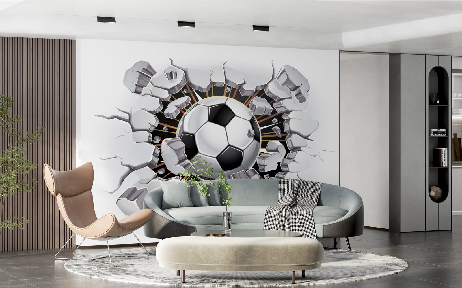 Фотошпалери футбольний м'яч, що летить у повітрі