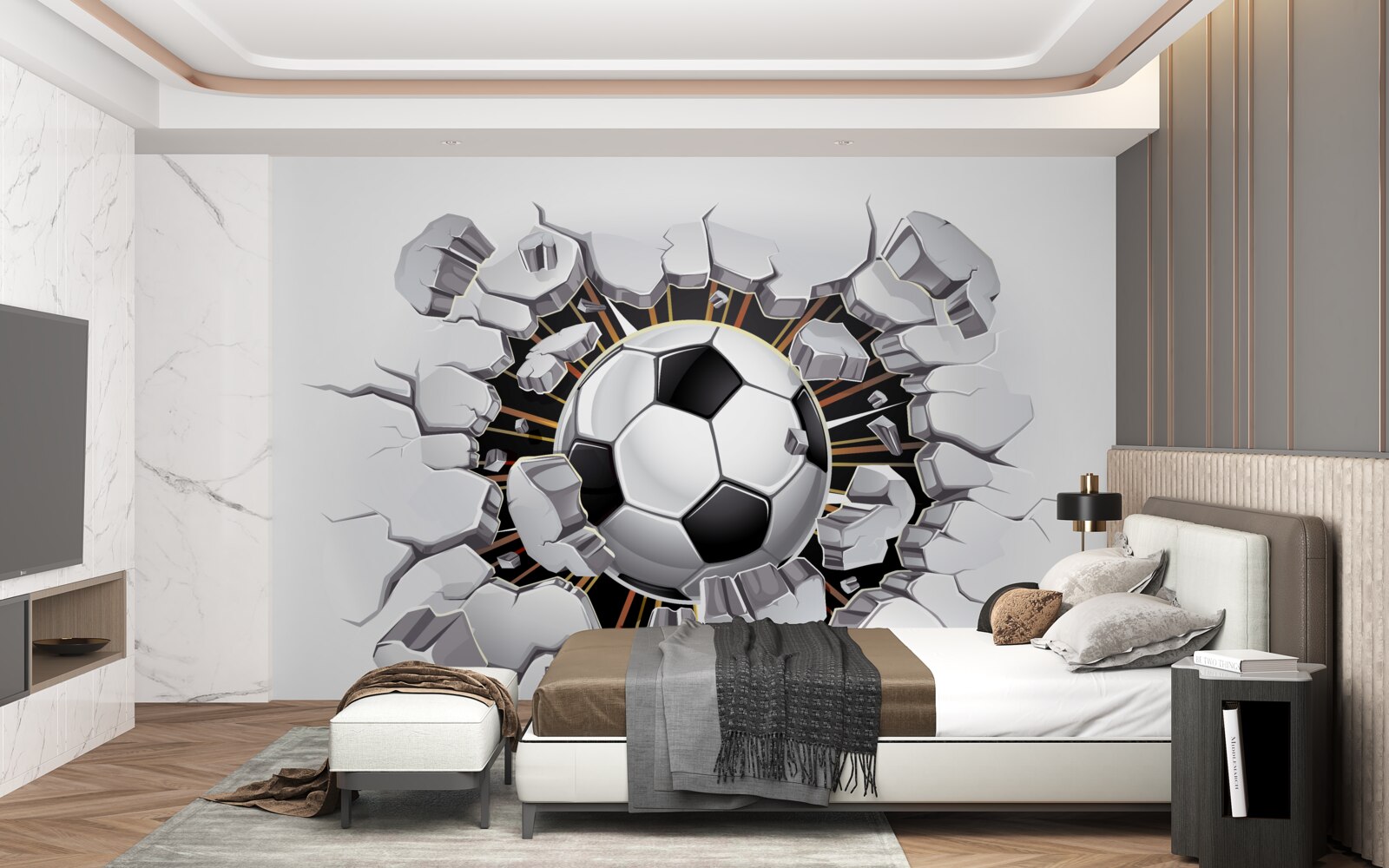 Фотошпалери футбольний м'яч, що летить у повітрі