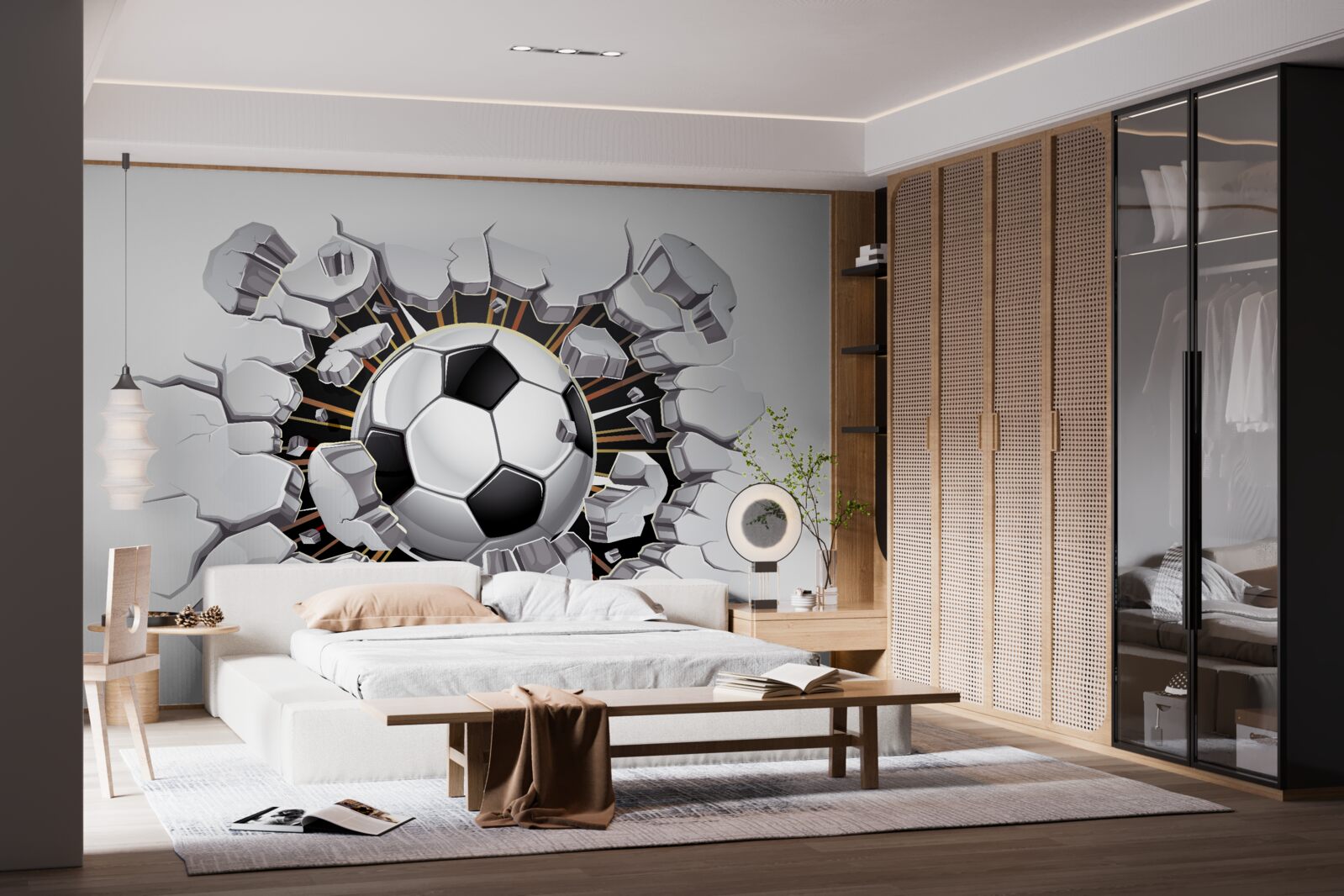 Фотошпалери футбольний м'яч, що летить у повітрі