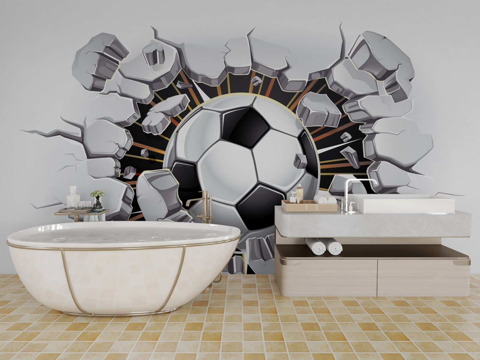 Фотошпалери футбольний м'яч, що летить у повітрі