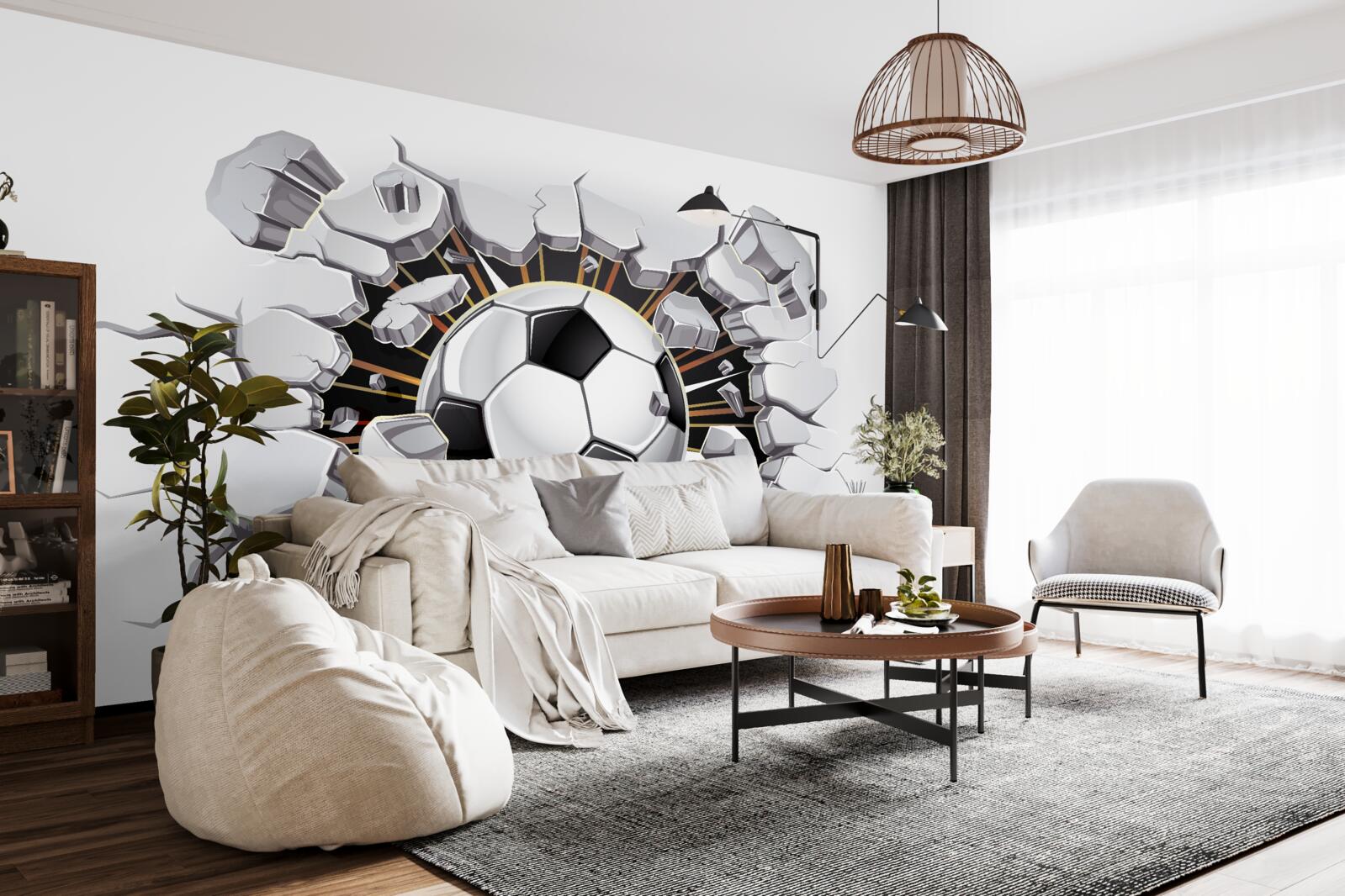 Фотошпалери футбольний м'яч, що летить у повітрі