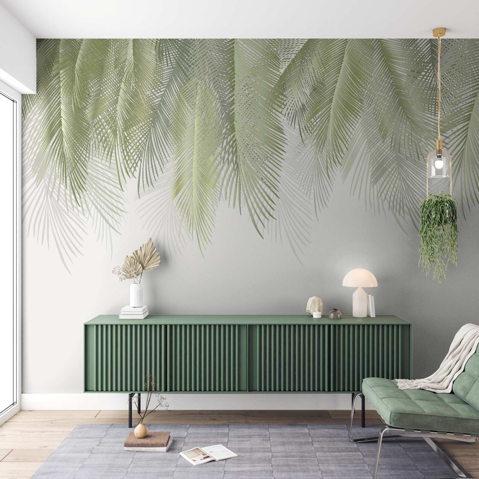 Фотошпалери тропіки з зеленими пальмами