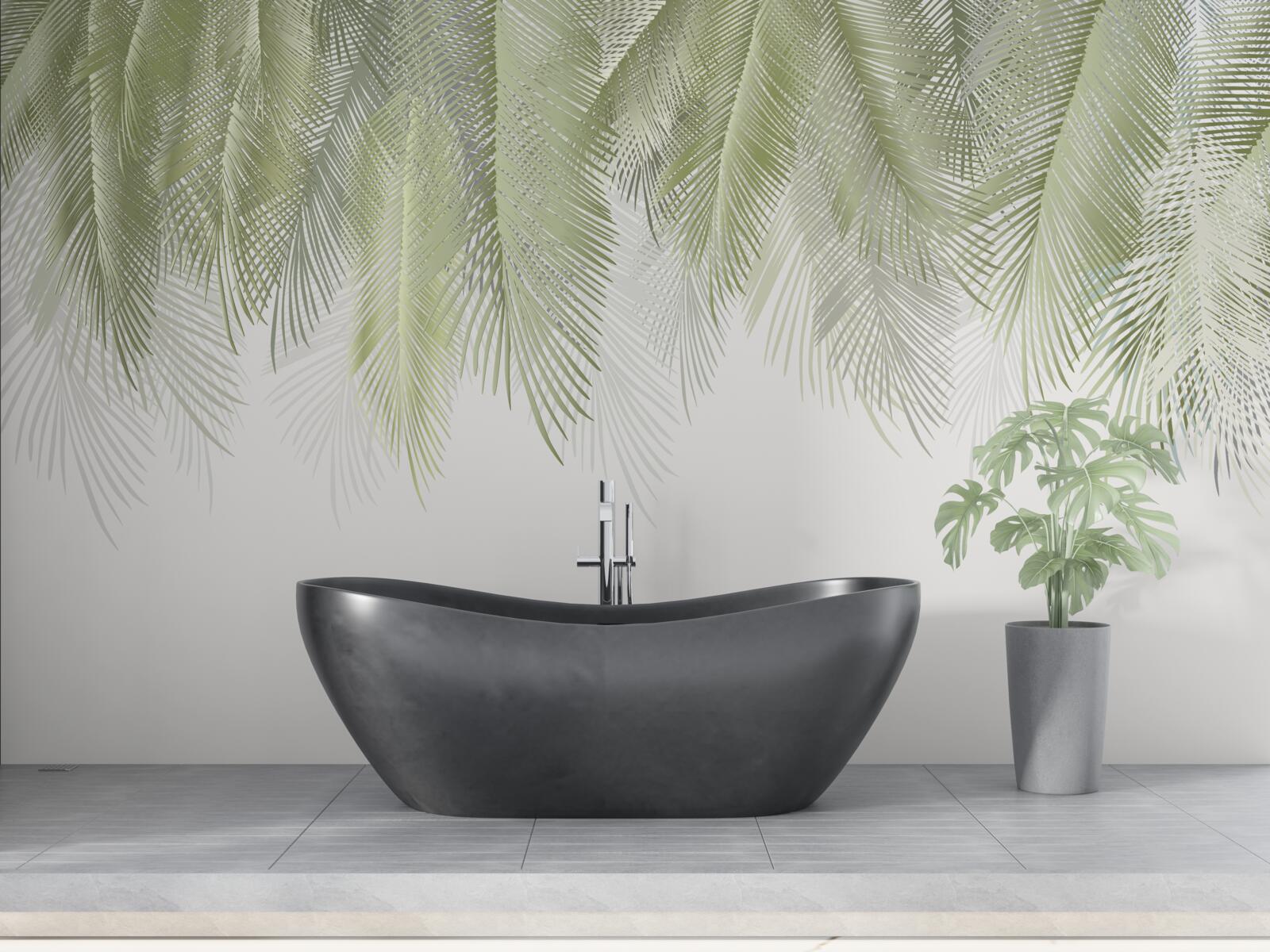 Фотошпалери тропіки з зеленими пальмами