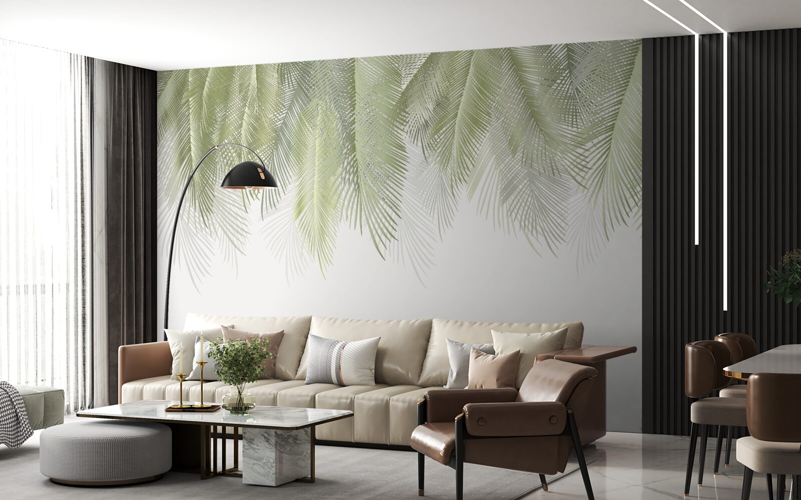 Фотошпалери тропіки з зеленими пальмами