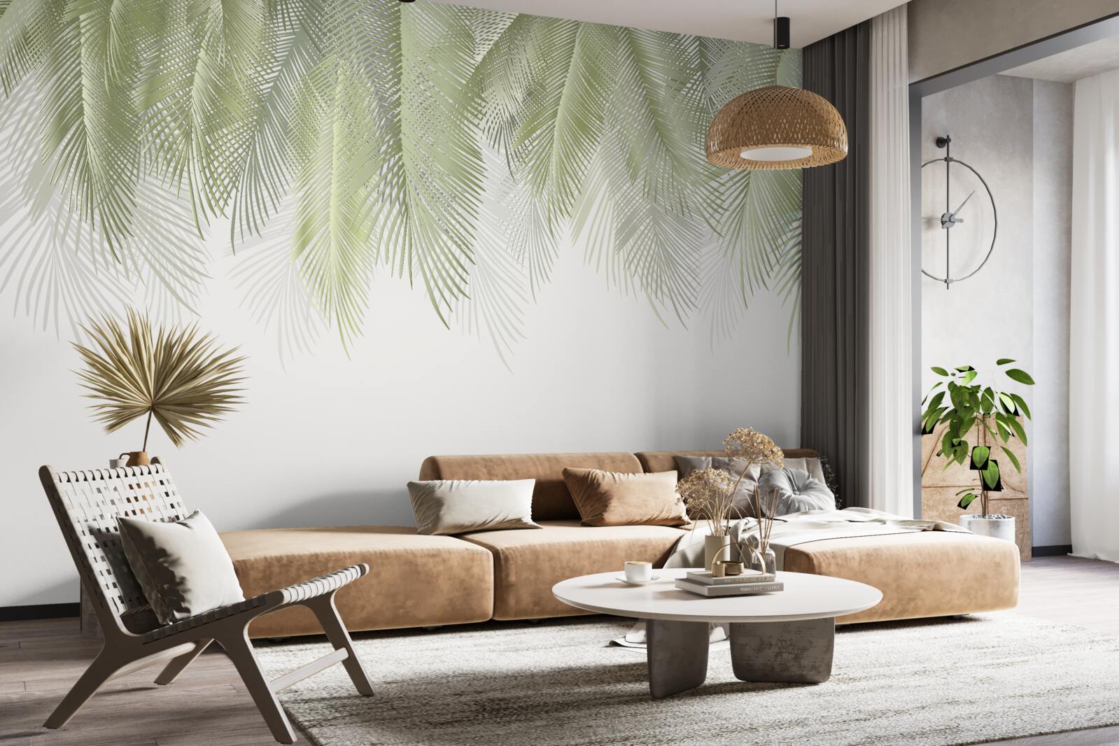 Фотошпалери тропіки з зеленими пальмами