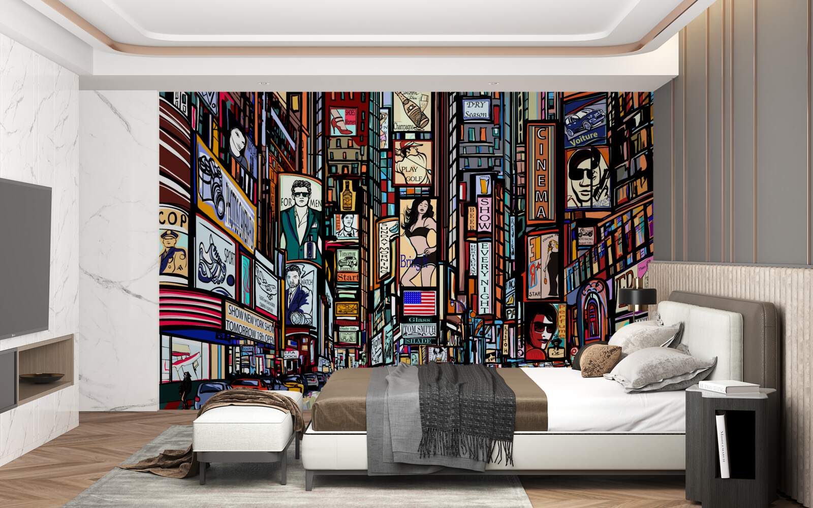 Фотошпалери площа прикрашена рекламними білбордами