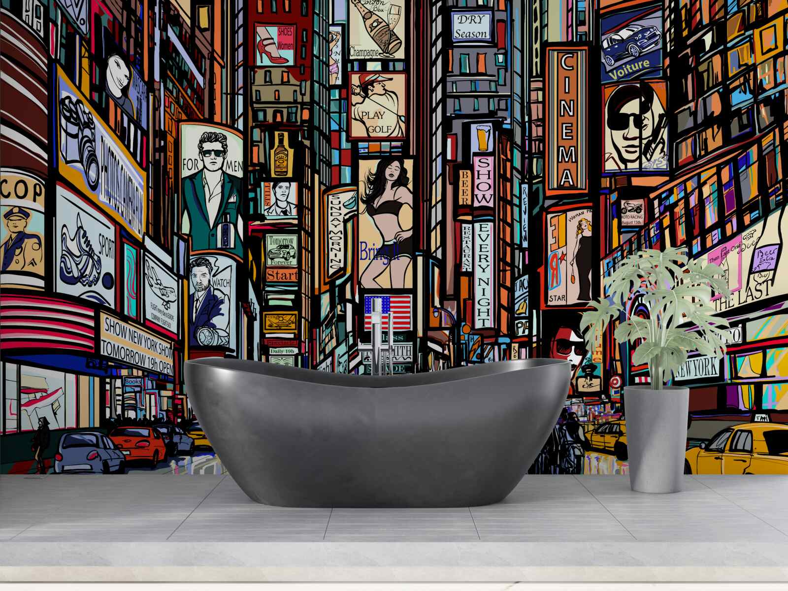 Фотошпалери площа прикрашена рекламними білбордами