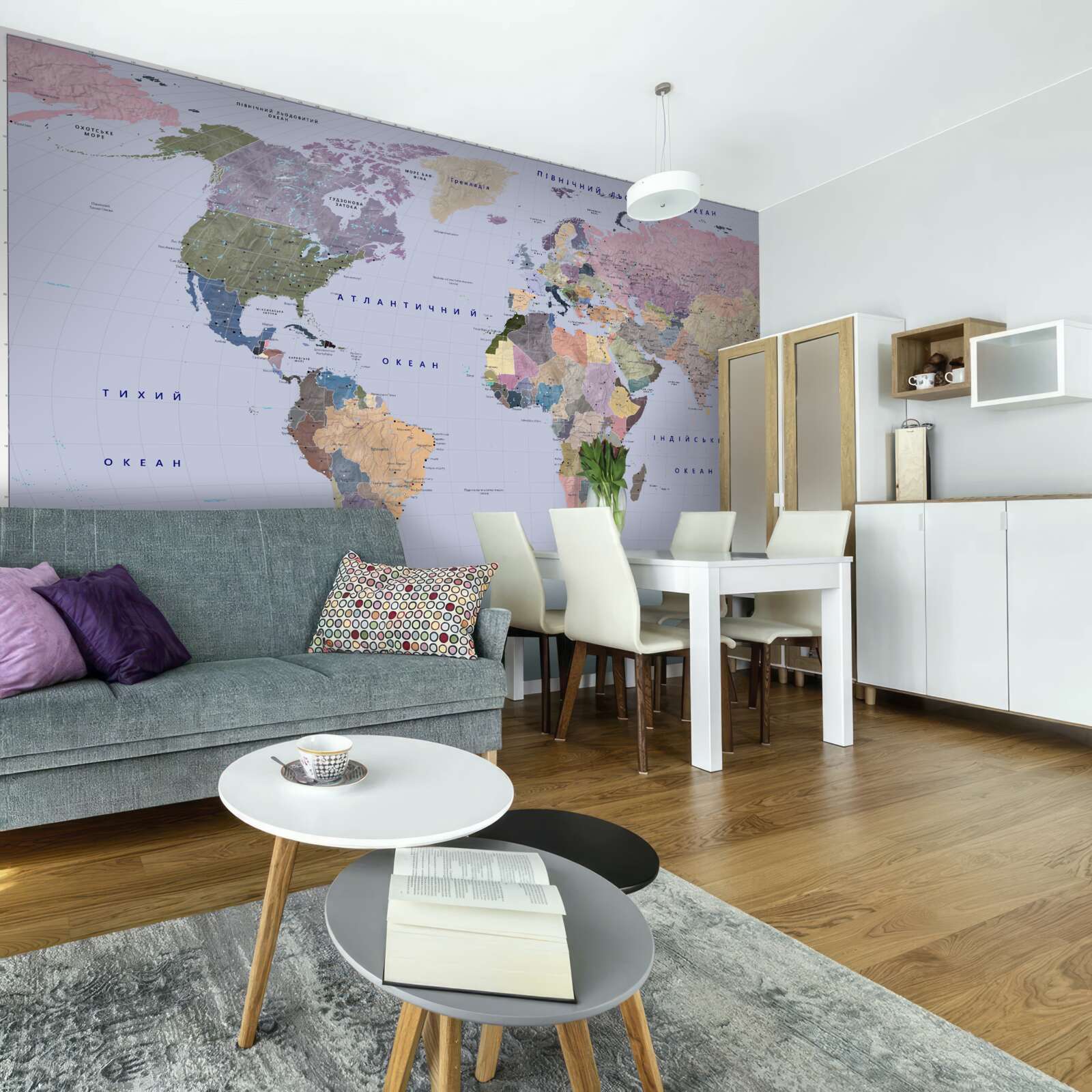 Фотошпалери різнокольорова географічна карта світу