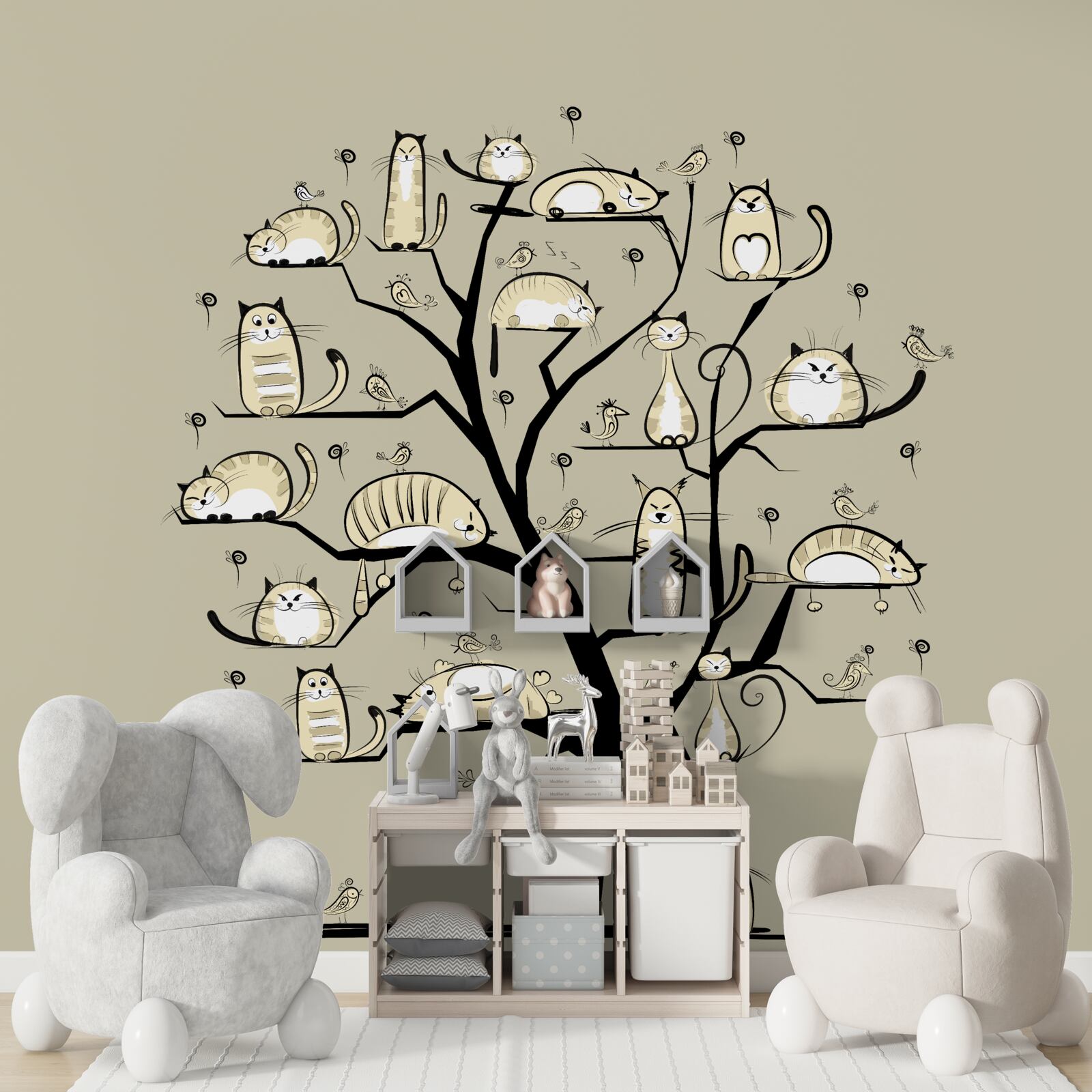 Фотошпалери коти на гілці