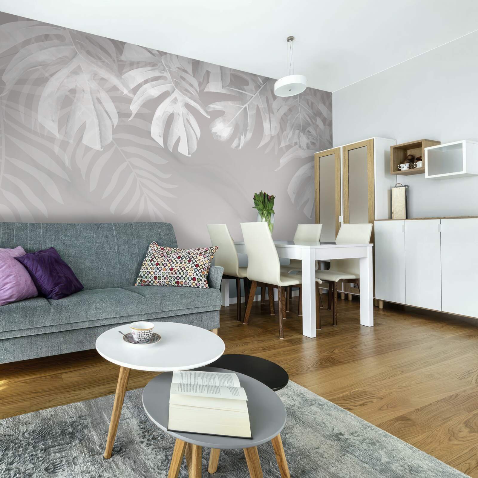 Фотошпалери монстера з білосніжним звисаючим листям