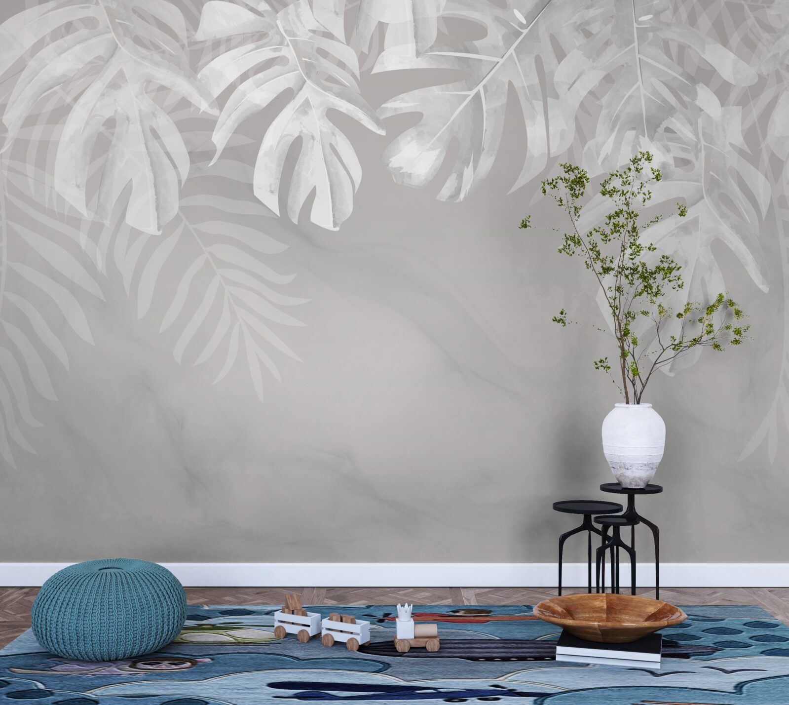 Фотошпалери монстера з білосніжним звисаючим листям