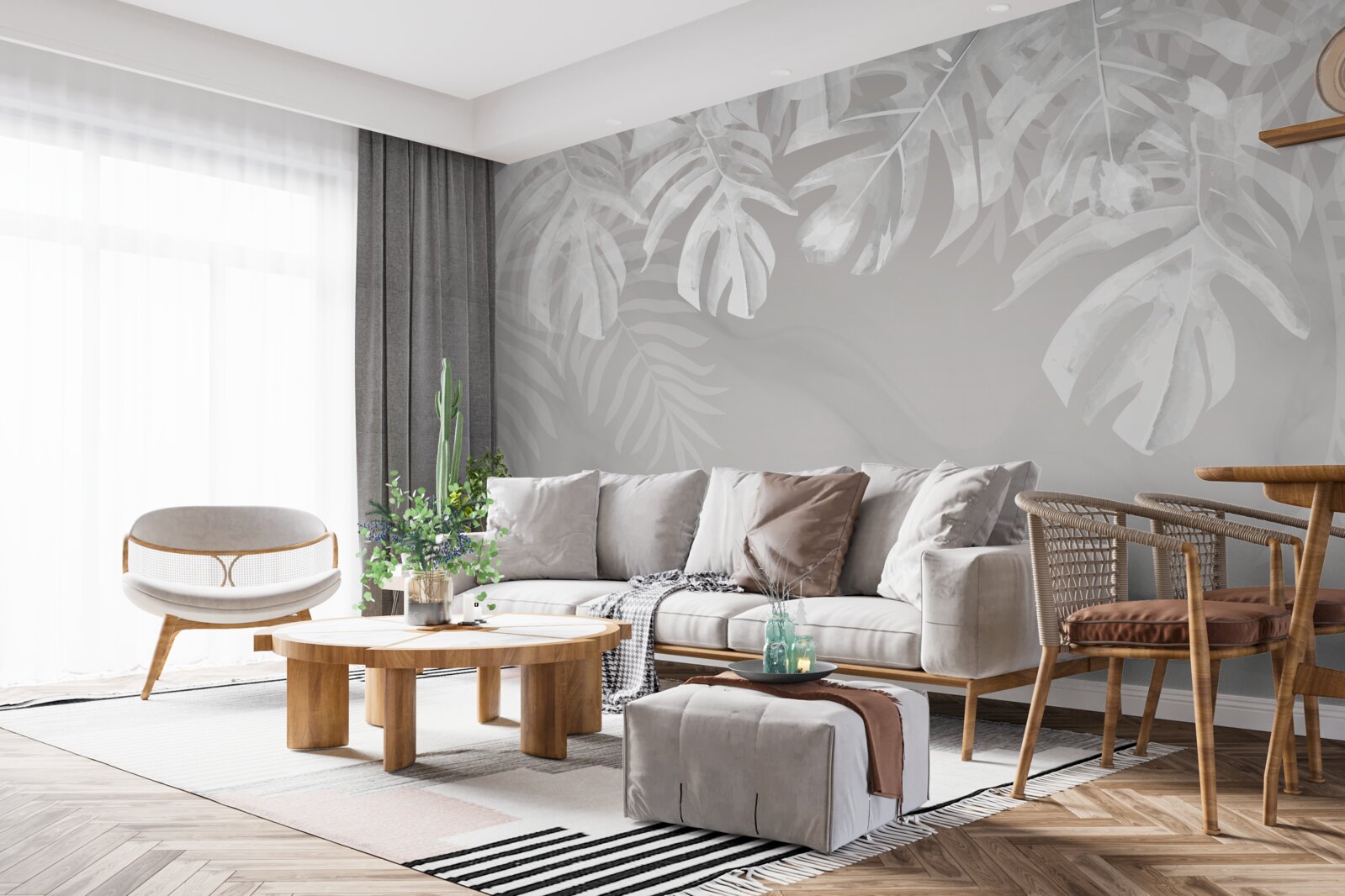 Фотошпалери монстера з білосніжним звисаючим листям