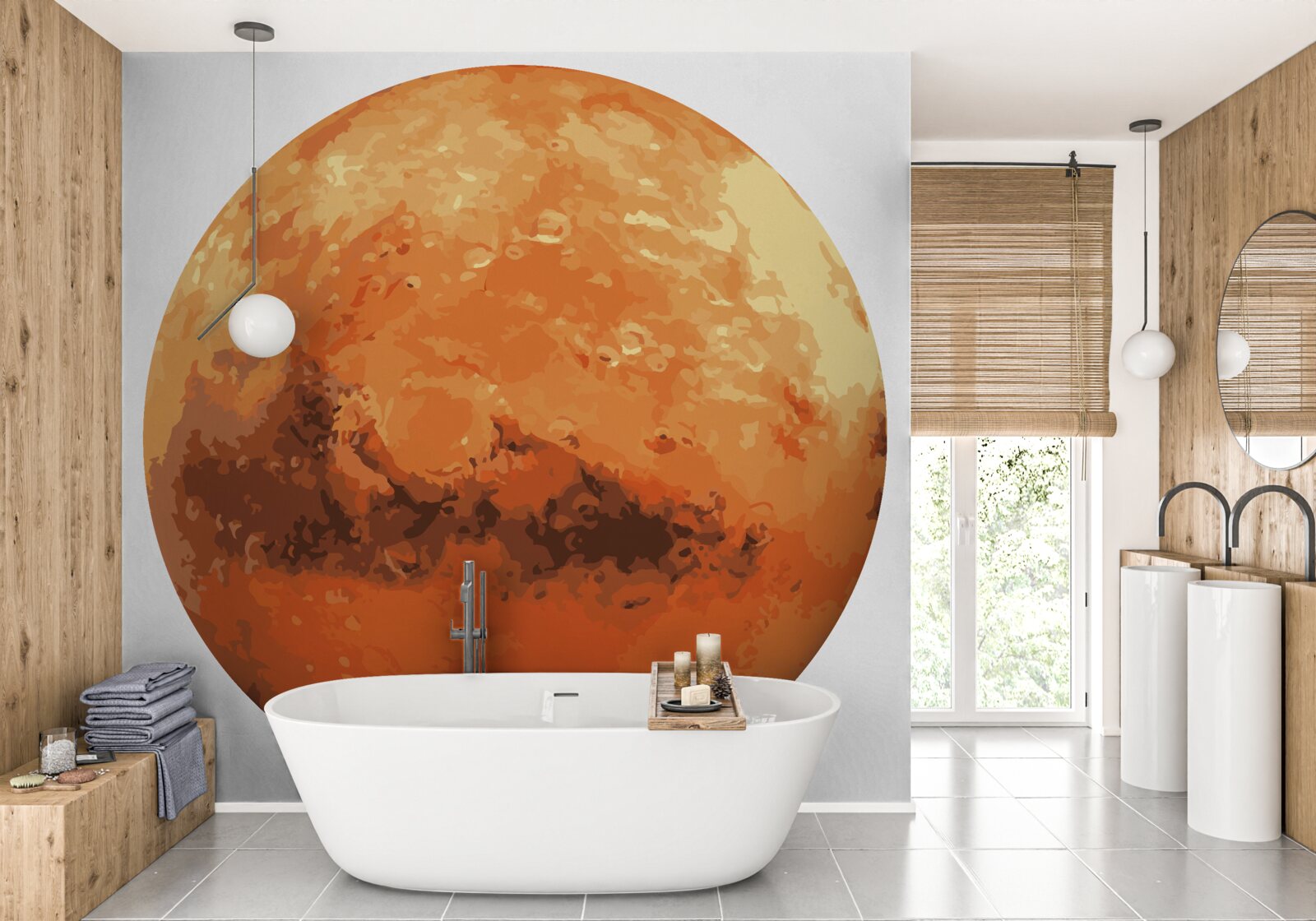 Фотошпалери планета червоно-жовта