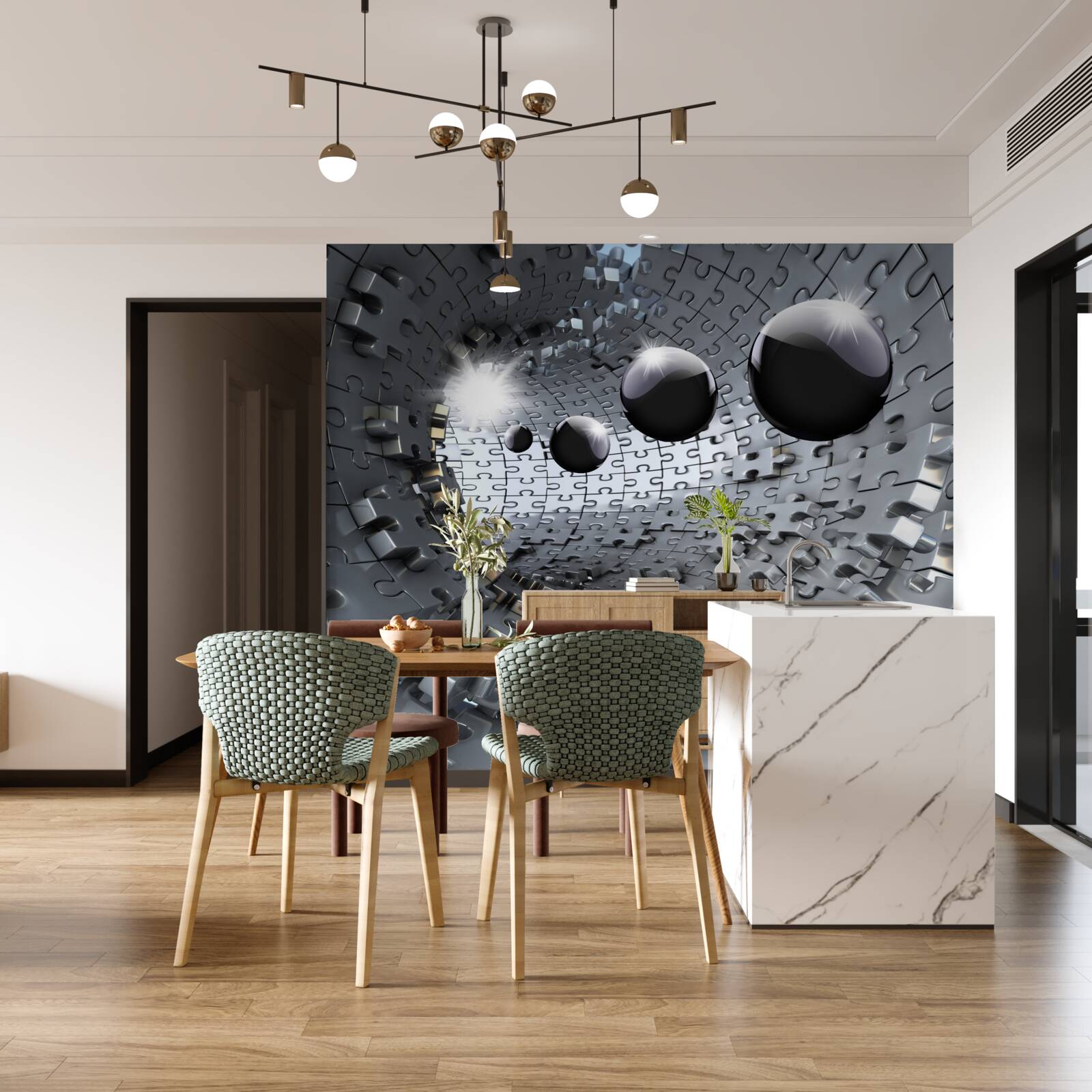 Фотошпалери чорні кулі зникають за обрієм