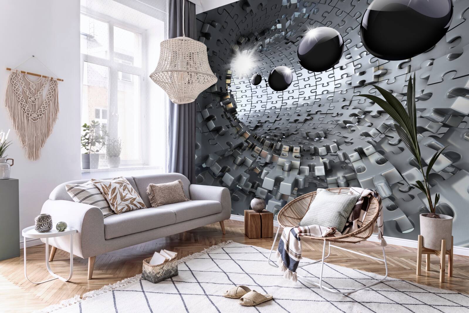 Фотошпалери чорні кулі зникають за обрієм