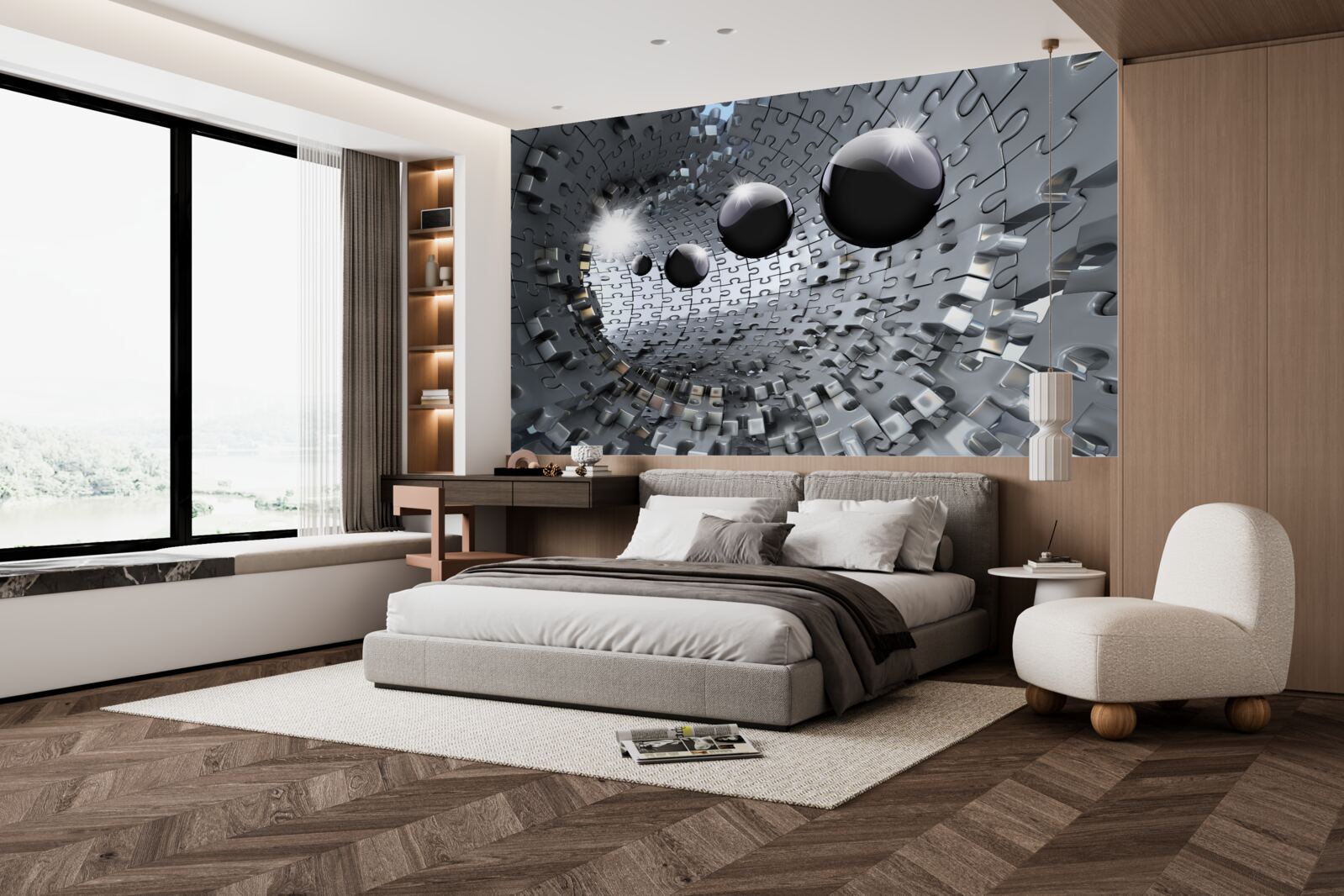 Фотошпалери чорні кулі зникають за обрієм