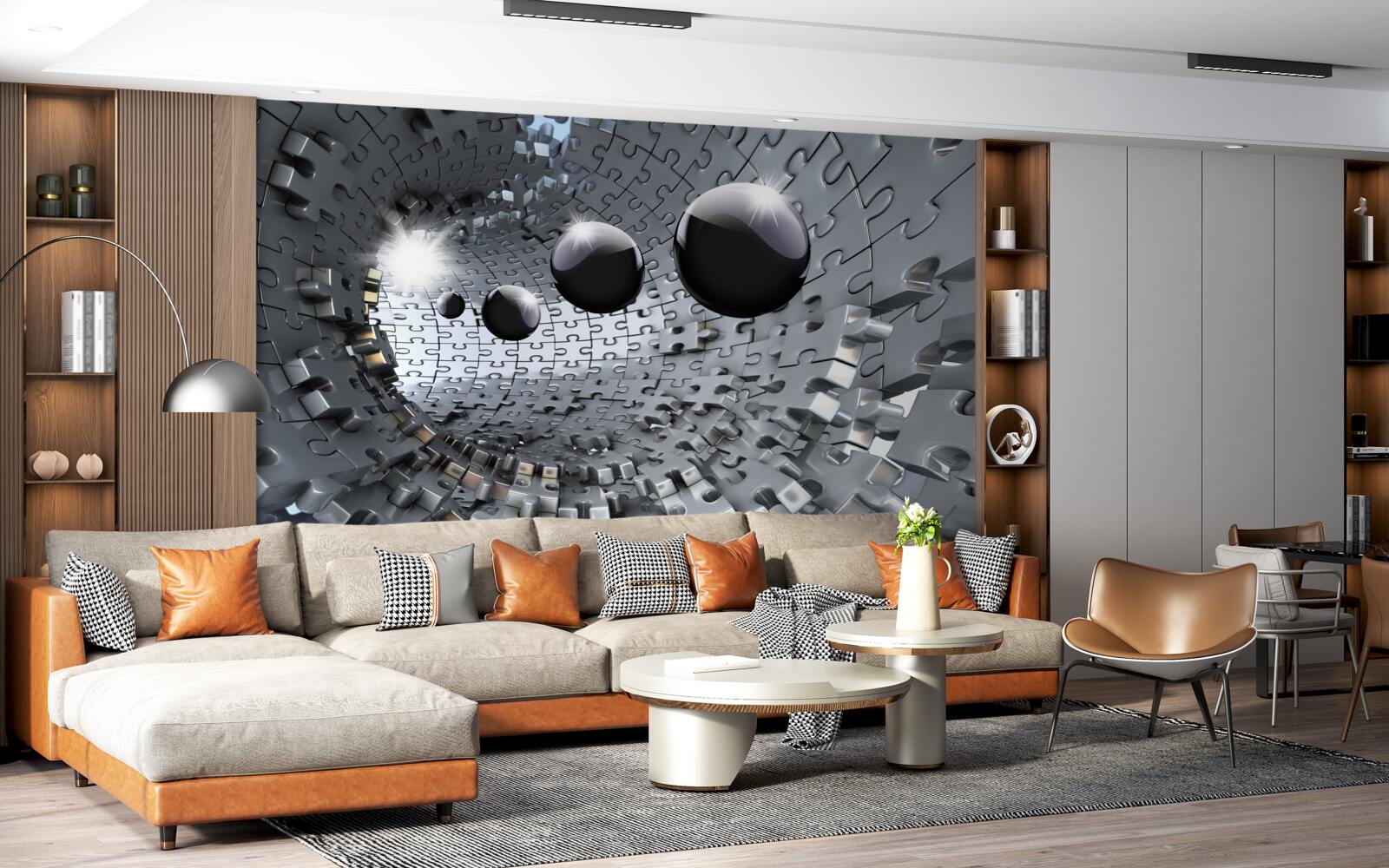 Фотошпалери чорні кулі зникають за обрієм