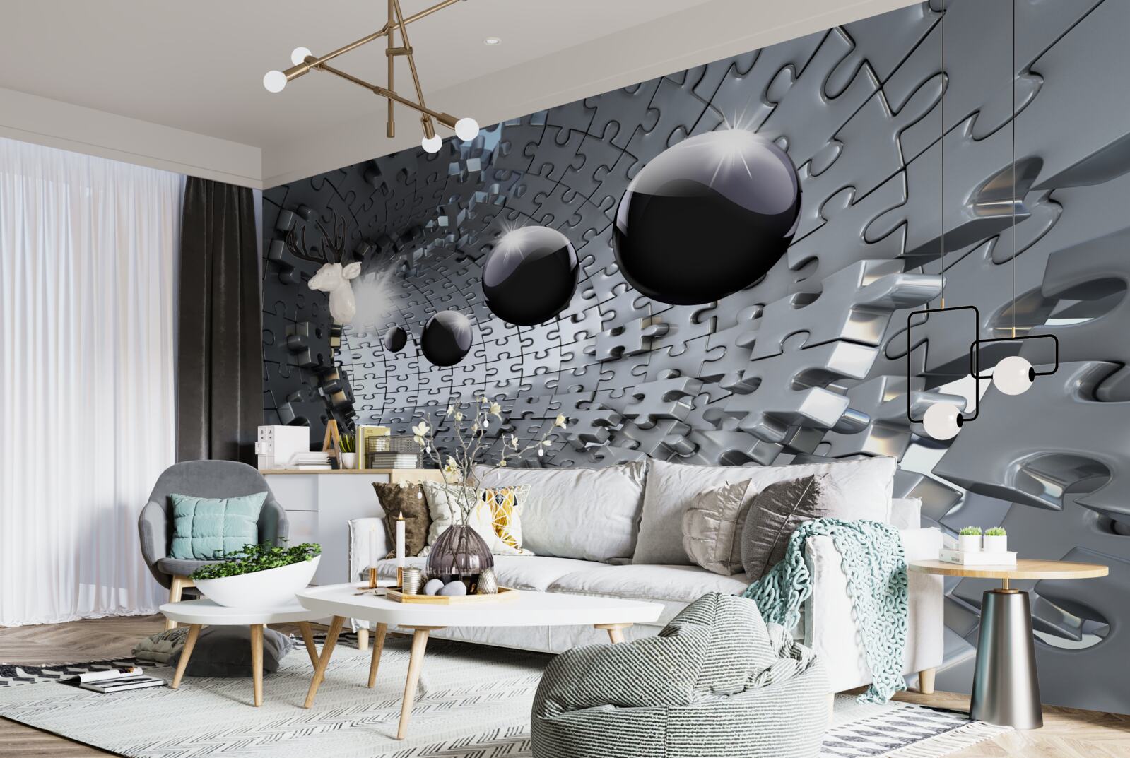 Фотошпалери чорні кулі зникають за обрієм