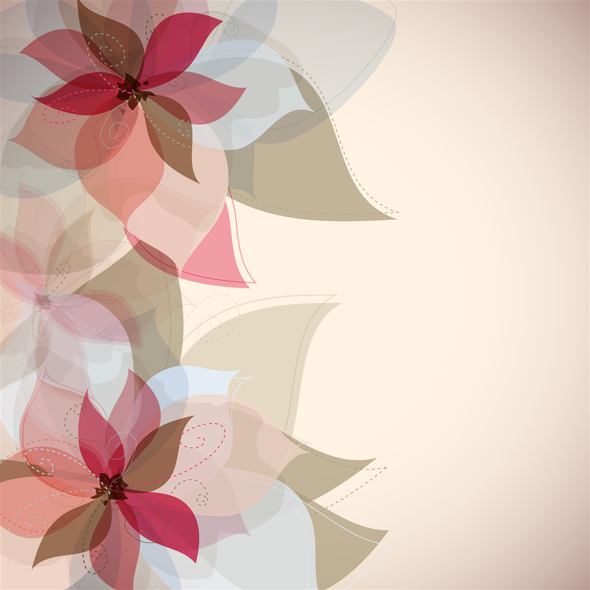 Фотошпалери абстрактний живопис з червоних квітів і листя