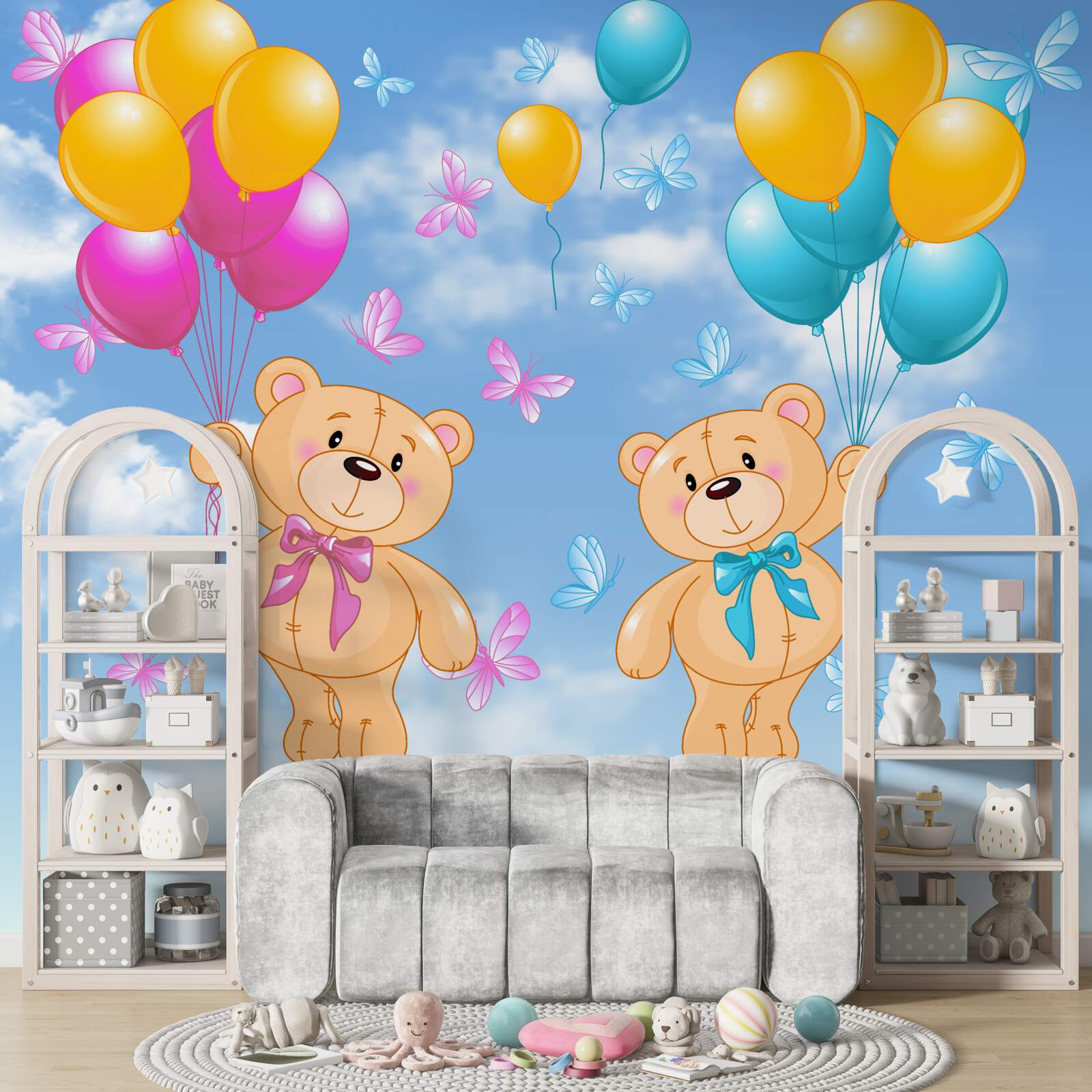Фотошпалери ведмедики з гелієвими кульками