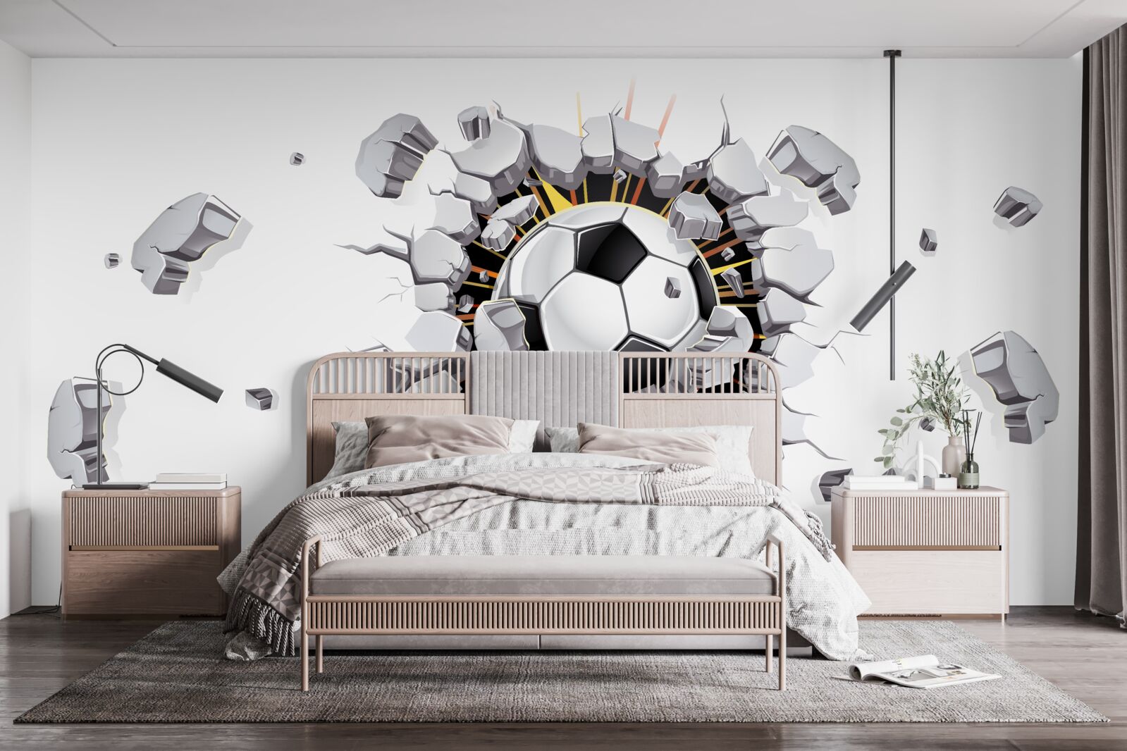 Фотошпалери Стіну пробили футбольним м'ячем