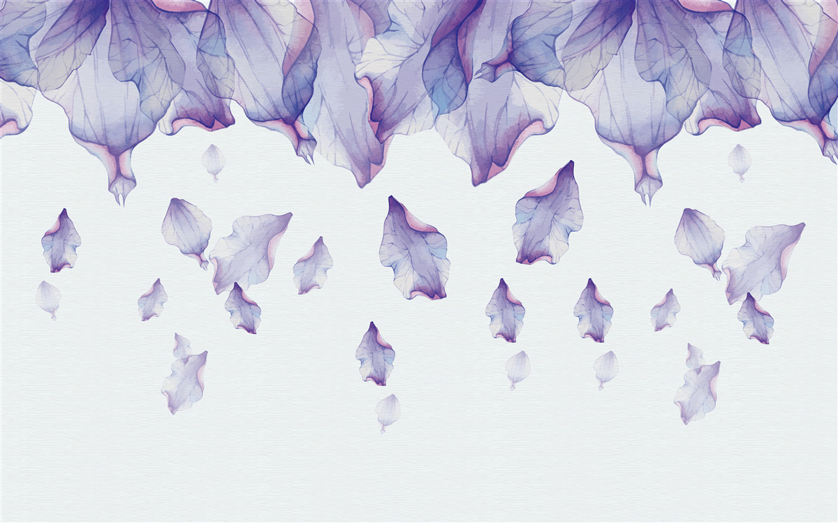 Фотошпалери опадаючі фіолетові квіти ірису