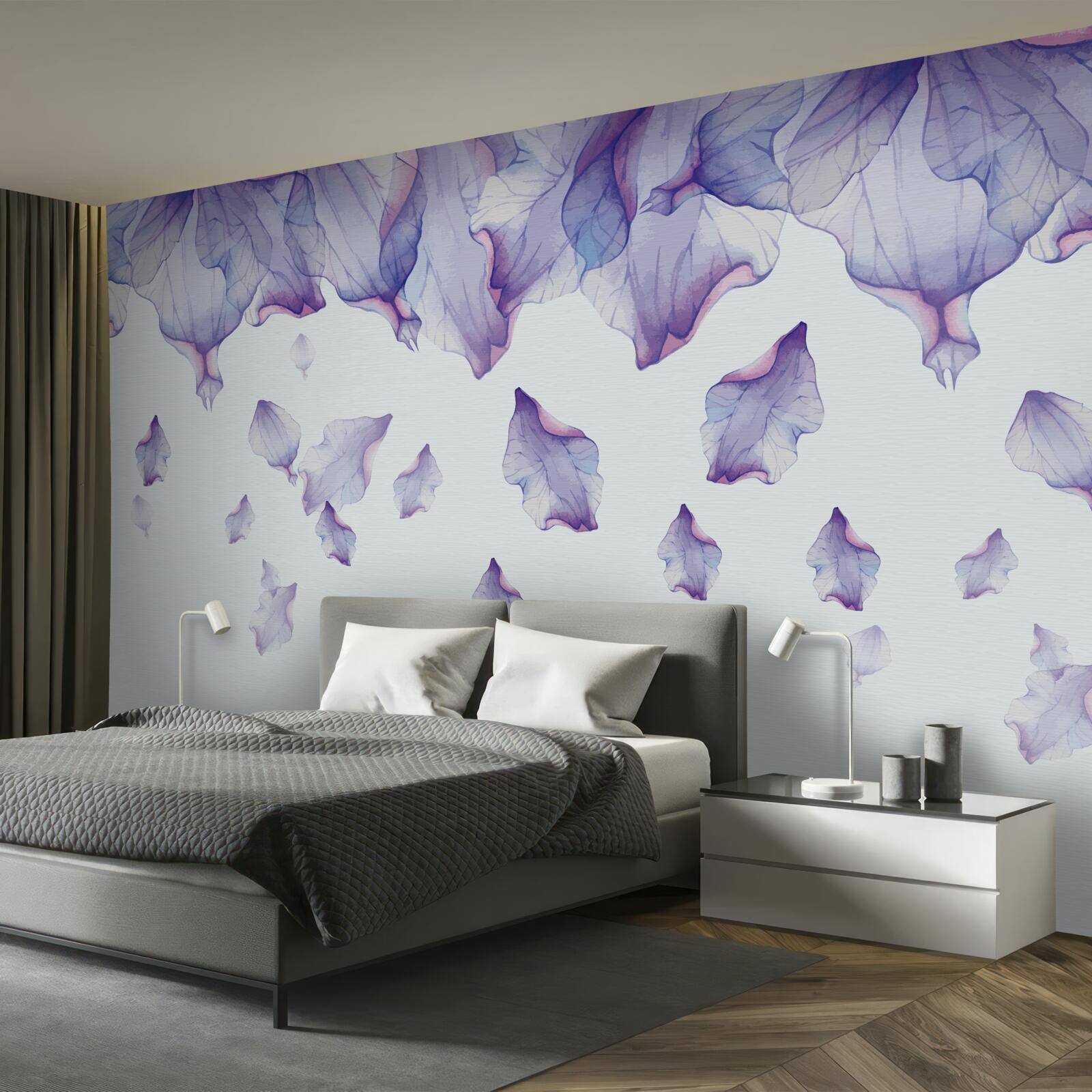 Фотошпалери опадаючі фіолетові квіти ірису