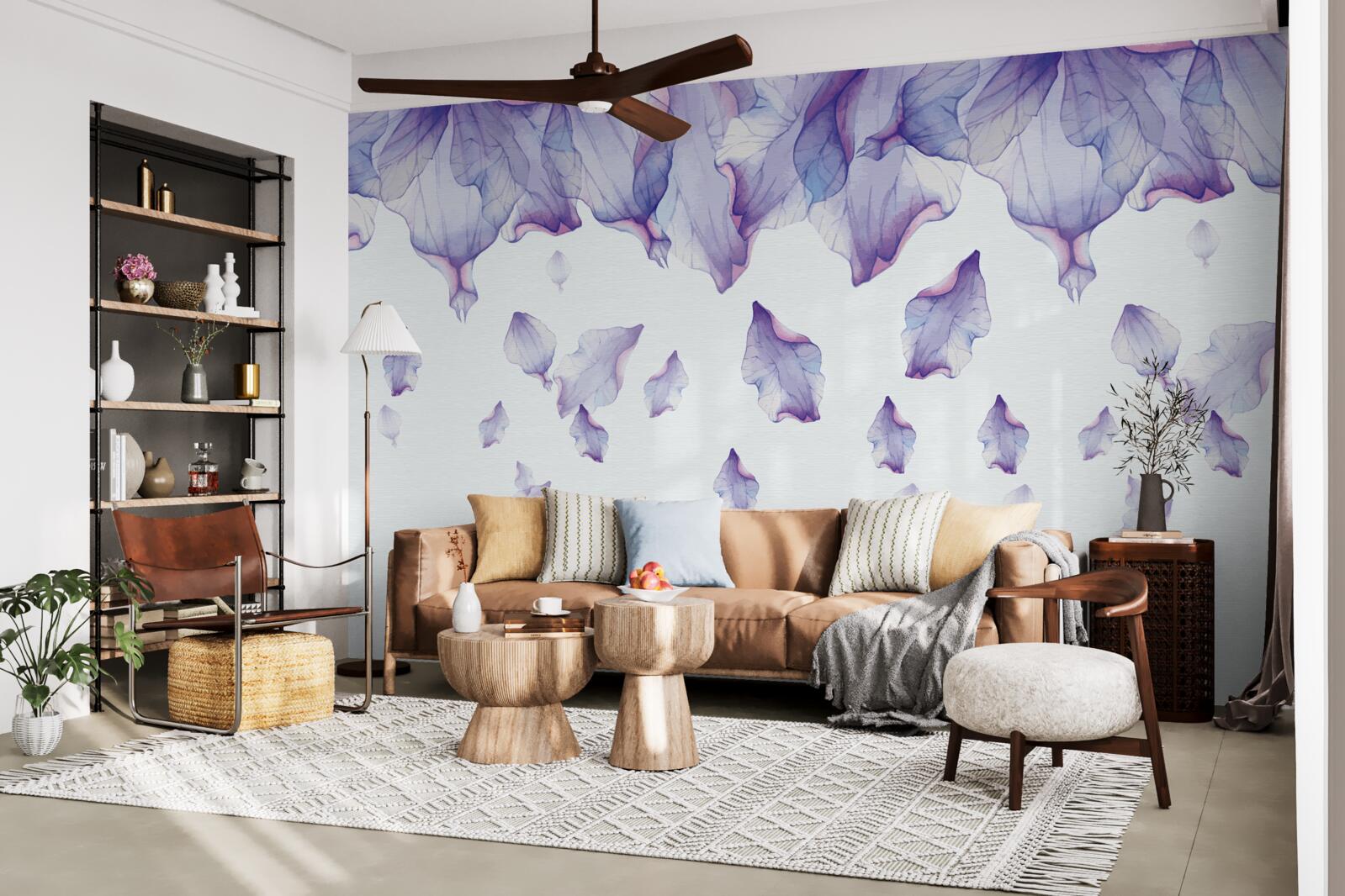 Фотошпалери опадаючі фіолетові квіти ірису