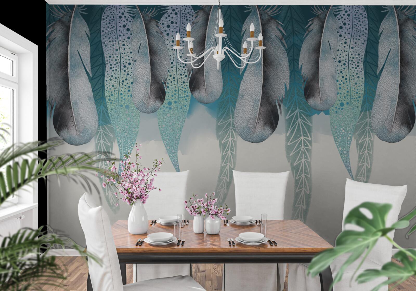 Фотошпалери абстрактний фон із зображенням пір'я