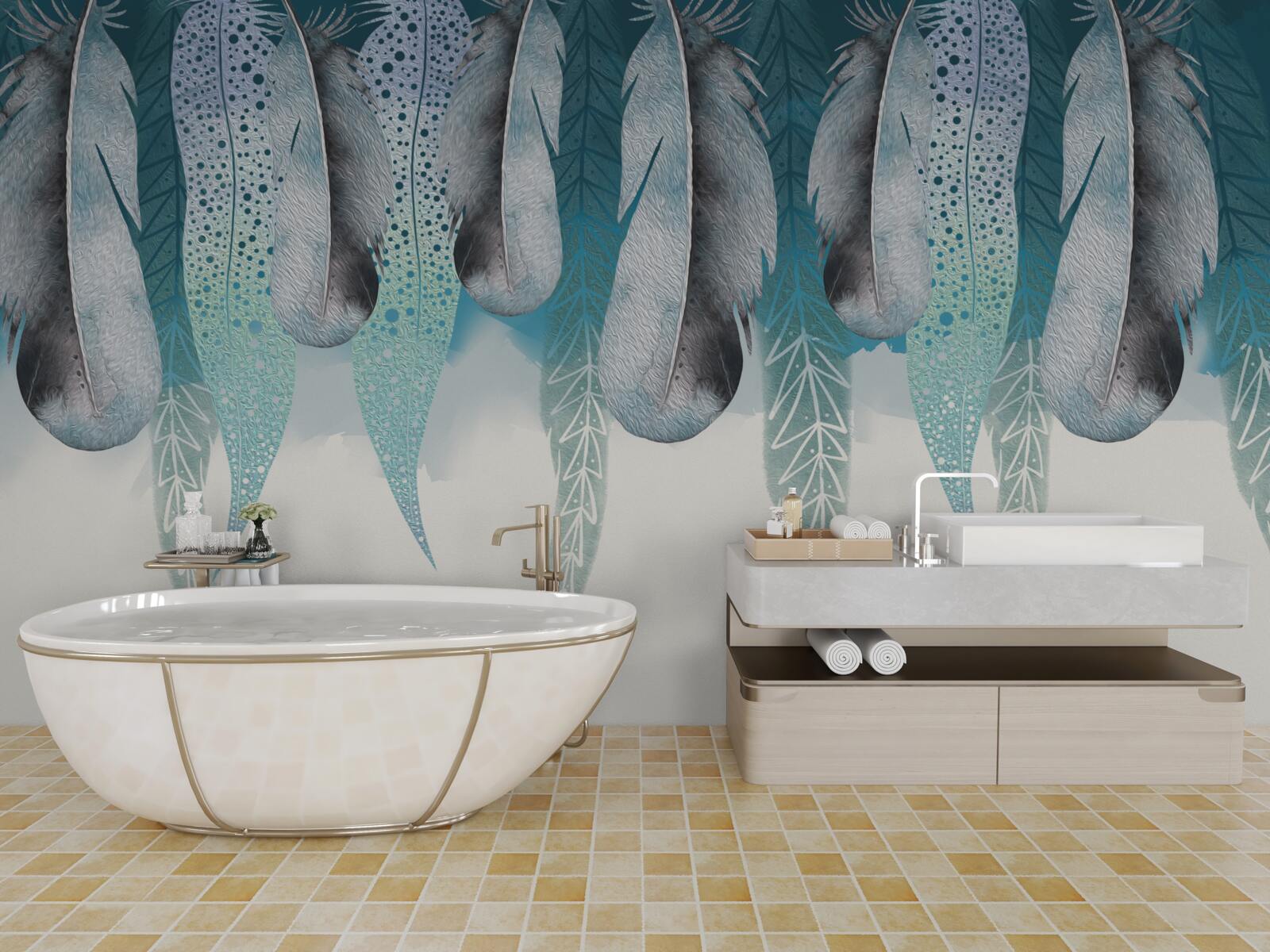 Фотошпалери абстрактний фон із зображенням пір'я