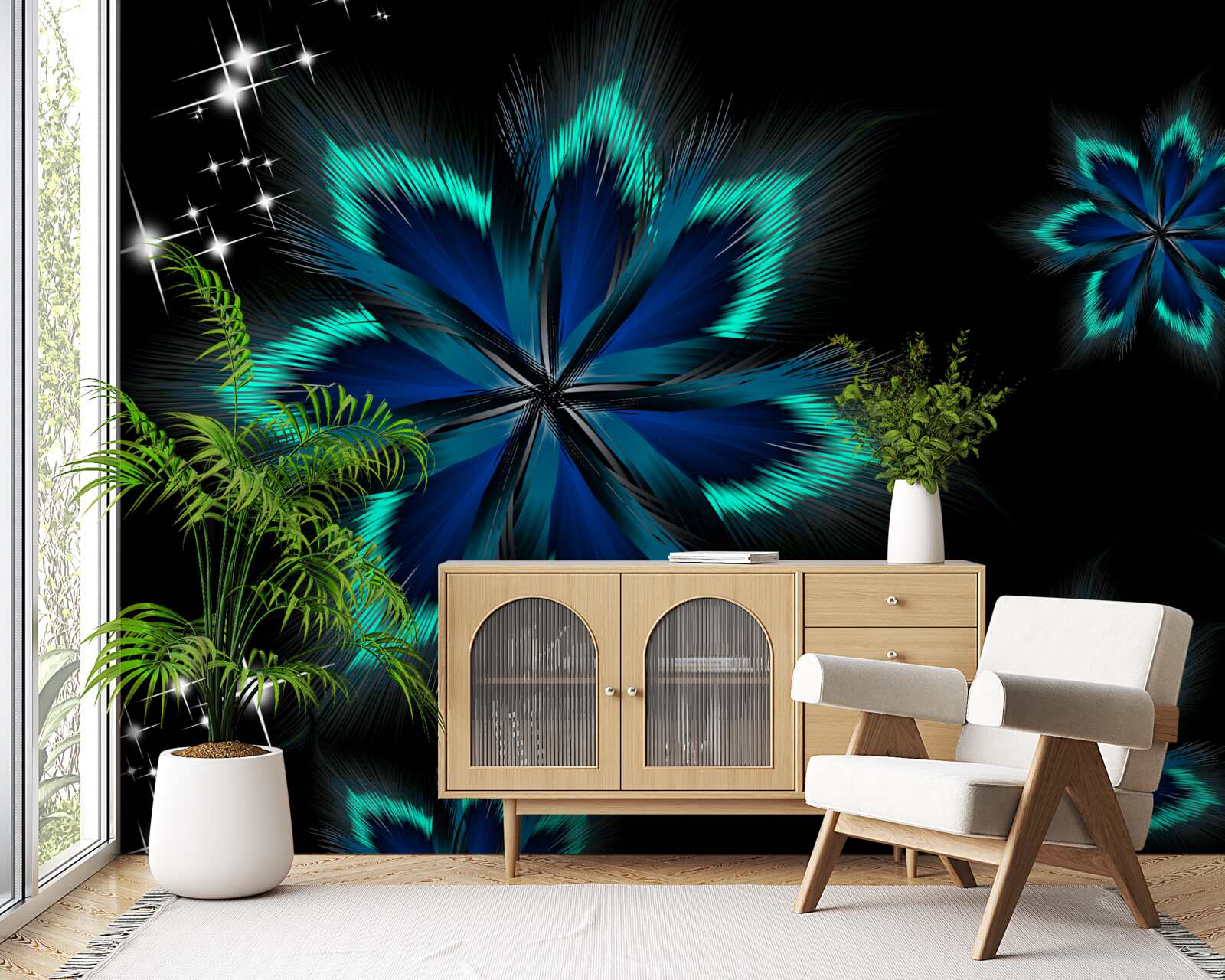 Фотошпалери лотос зі світло-блакитним краєм