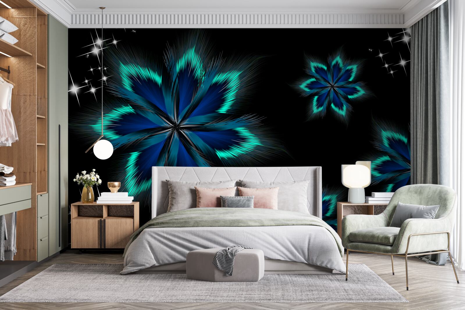 Фотошпалери лотос зі світло-блакитним краєм