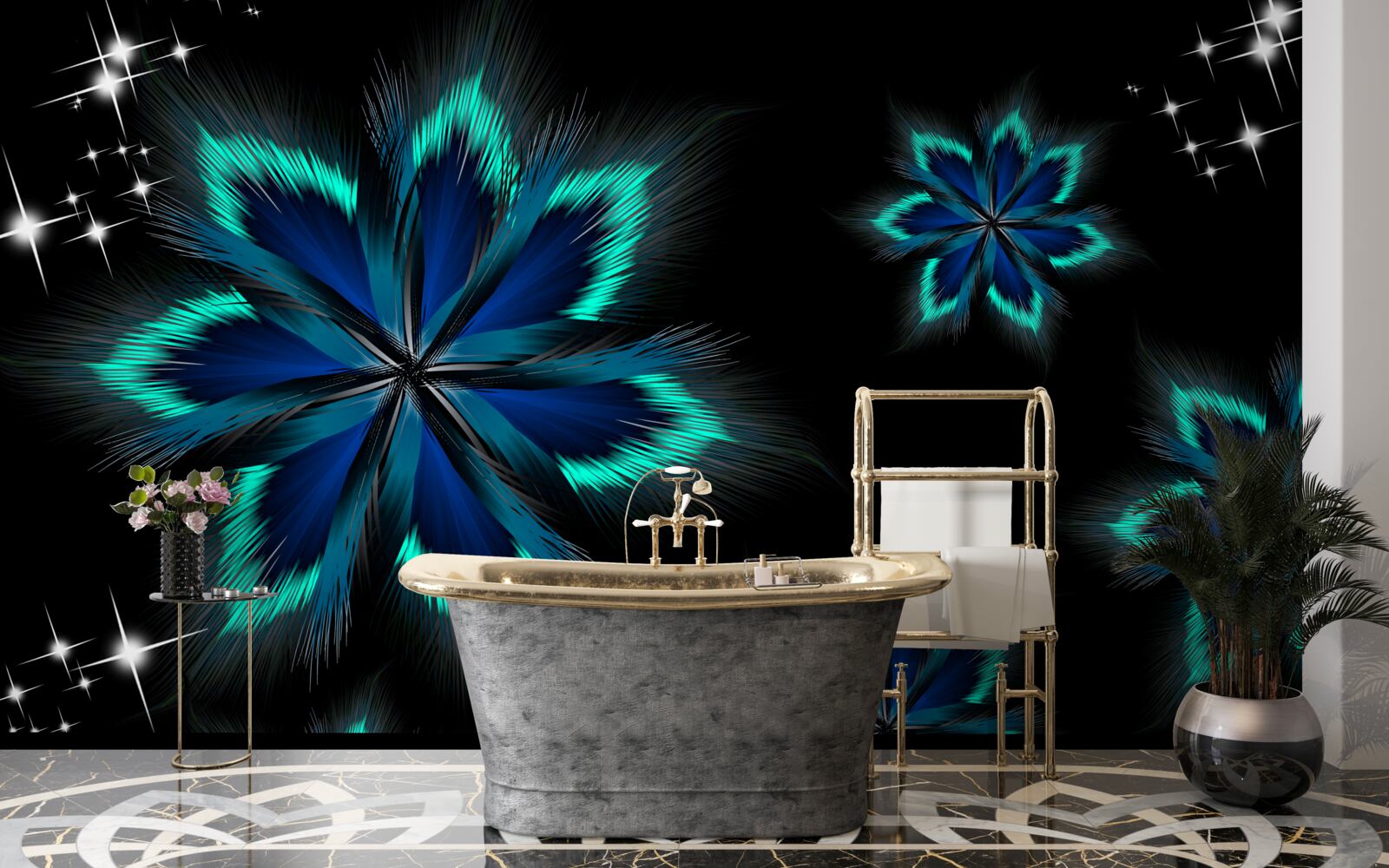 Фотошпалери лотос зі світло-блакитним краєм